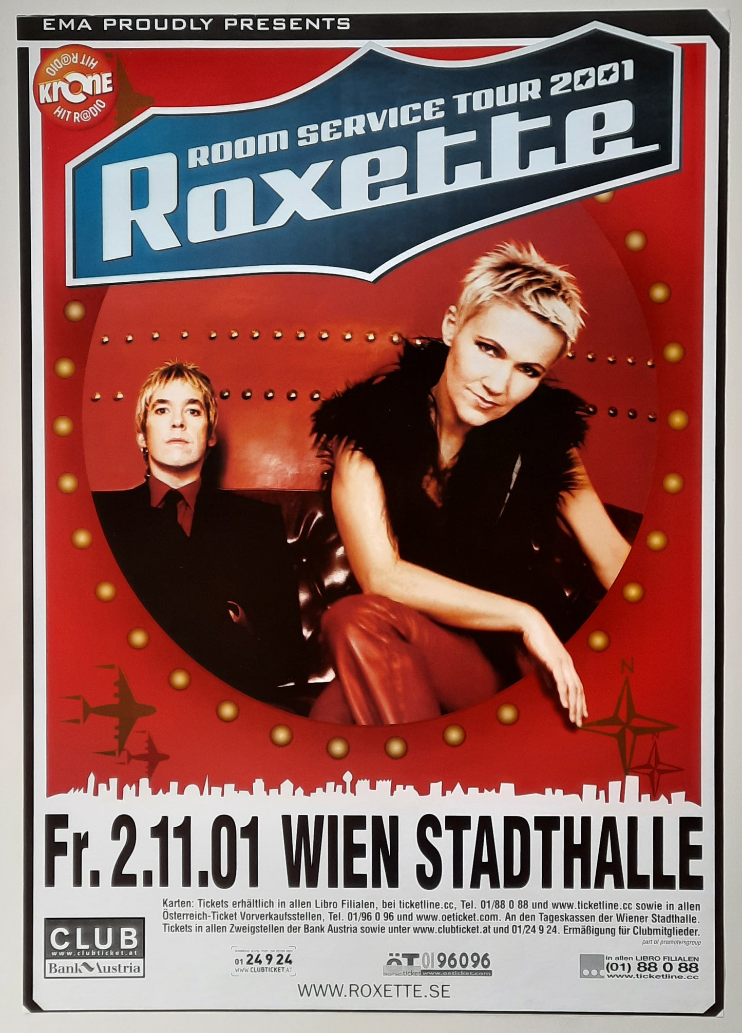 ROXETTE 2001 Original Concert Poster November 2,2001 Vienna Austria 2