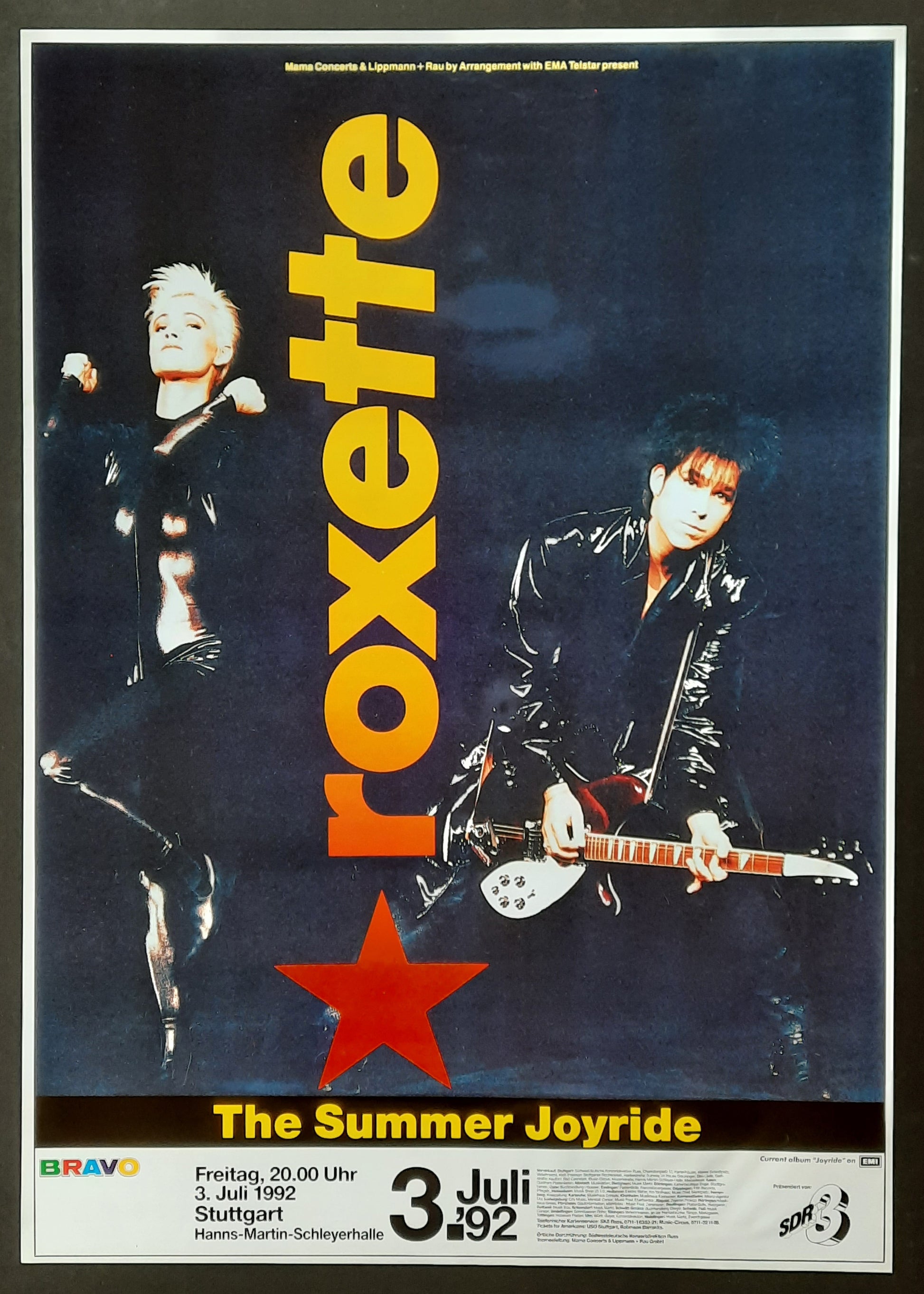 ROXETTE Original Concert Poster July 3, 1992 Stuttgart Germany 2