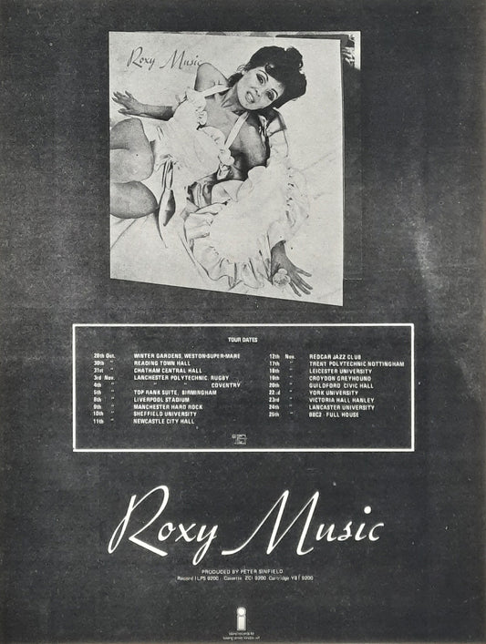 ROXY MUSIC Original Poster/Press Ad UK Tour 1972 "1st Album"