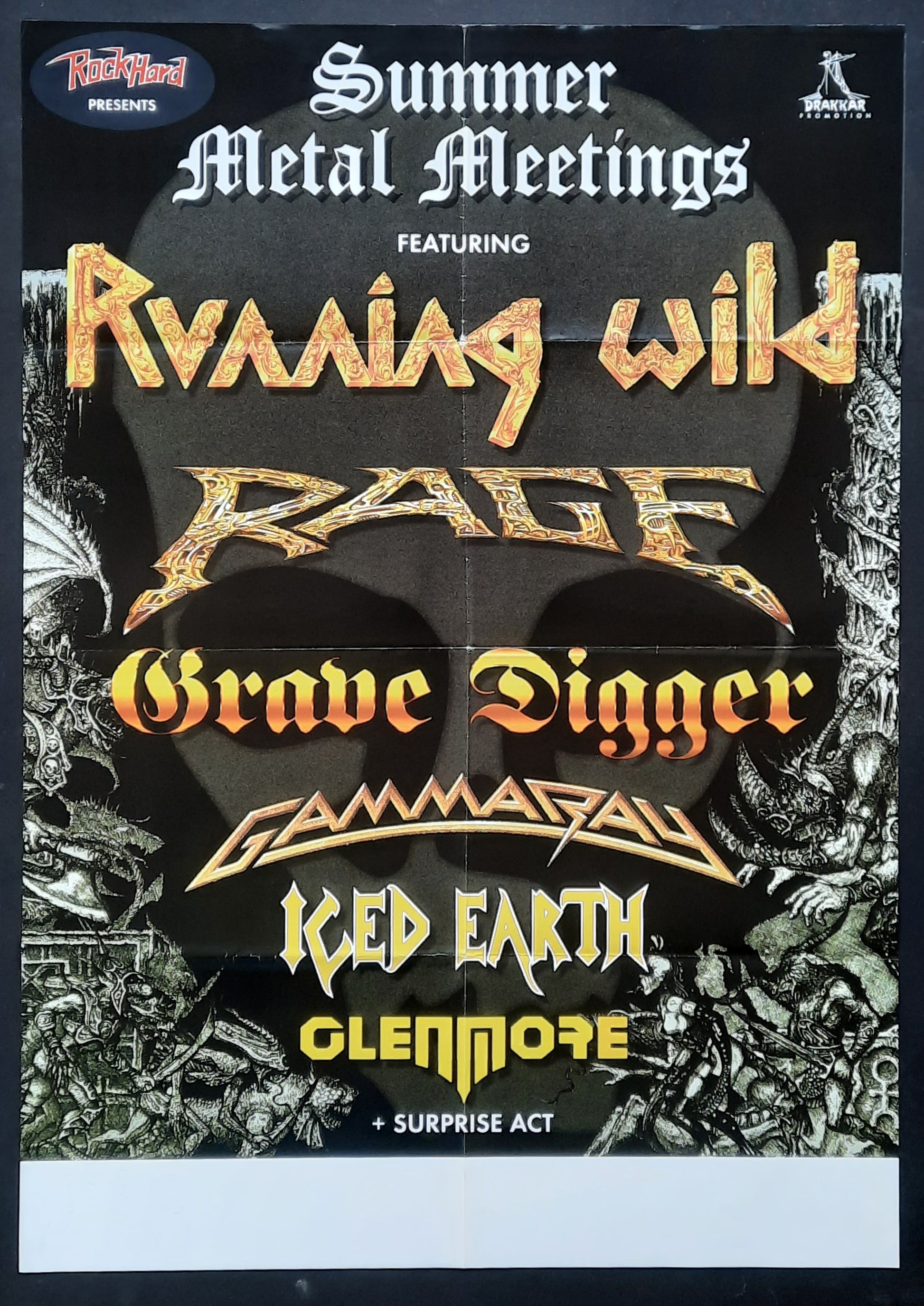 RUNNING WILD - RAGE Original Concert Poster June 17, 1995 Tuebingen Germany