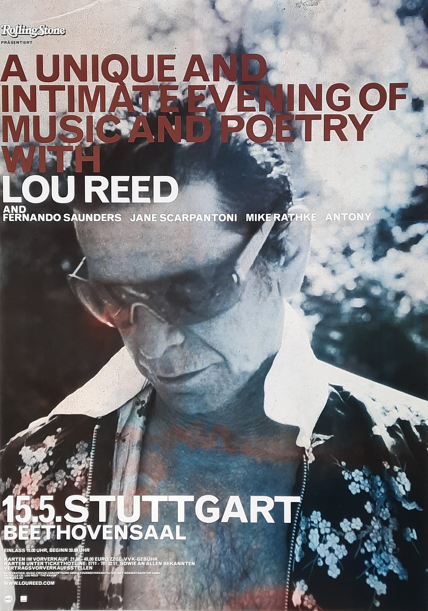 LOU REED 2012 Concert Poster May 15th Stuttgart Germany 1st print