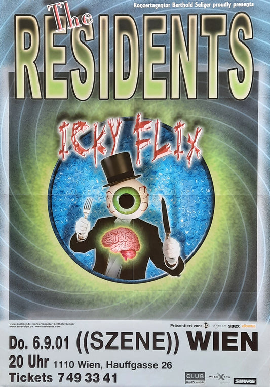 RESIDENTS 2001 Concert Poster Sept 9th Vienna Austria 1st print