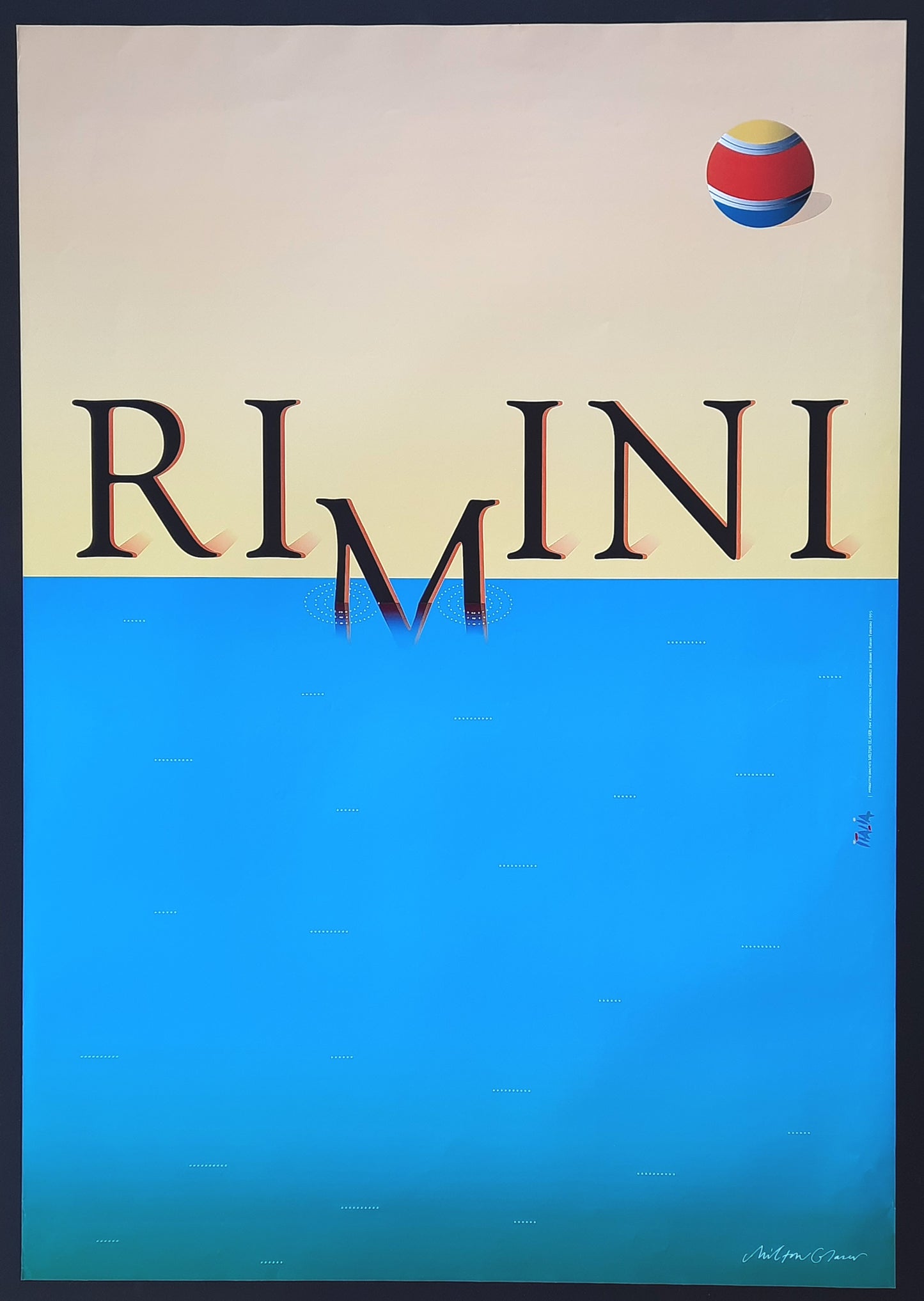 RIMINI ITALY 1995 Poster by Milton Glaser Travel Original 26 x 38 inch