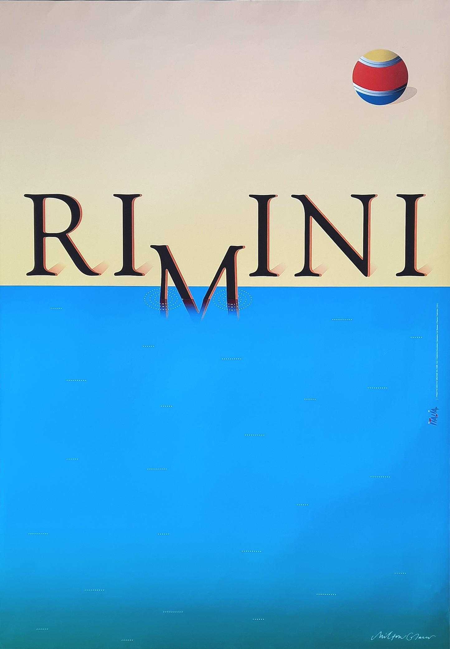 RIMINI ITALY 1995 Poster by Milton Glaser Travel Original 26 x 38 inch