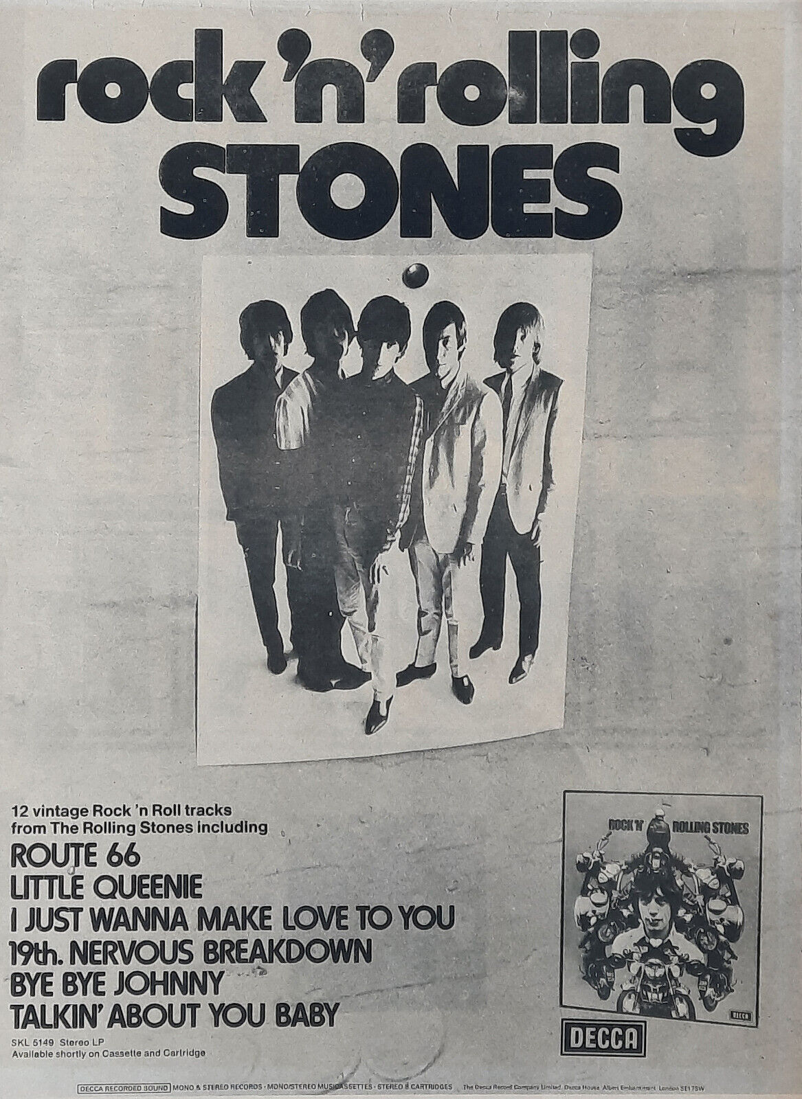 ROLLING STONES 1972 Album Poster/Press Ad "Rock 'n' Rolling Stones"