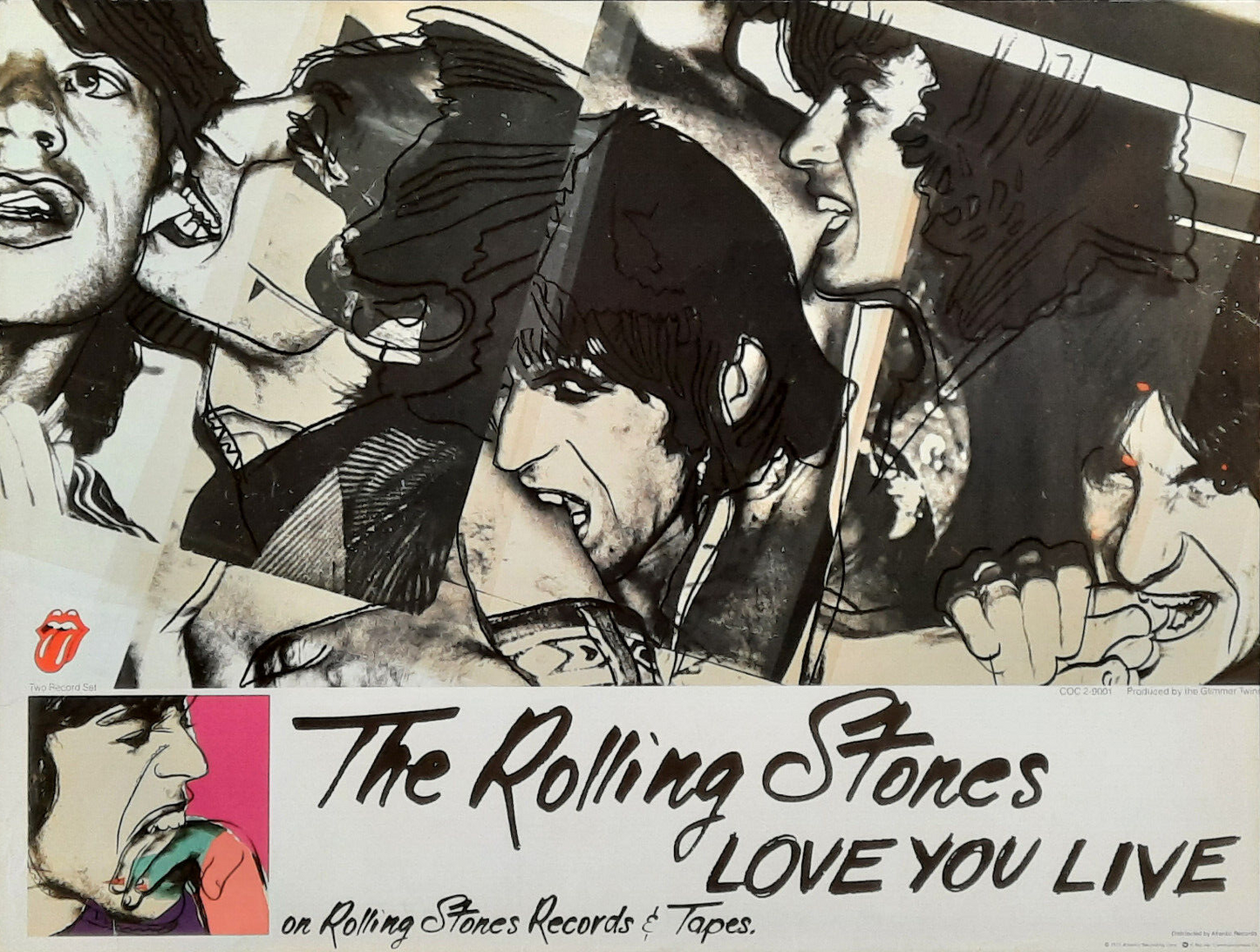 ROLLING STONES 1977 Poster/Press Advert "Love You Live" Album Warhol Design