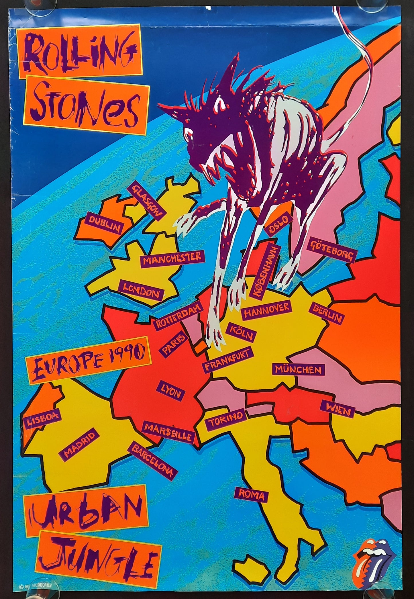 ROLLING STONES 1990 Promotion Poster Europe Tour "Urban Jungle" 1st print