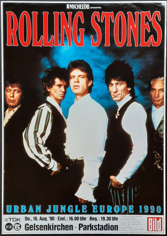 ROLLING STONES 1990 Concert Poster Aug 16th Gelsenkirchen Germany 1st Print