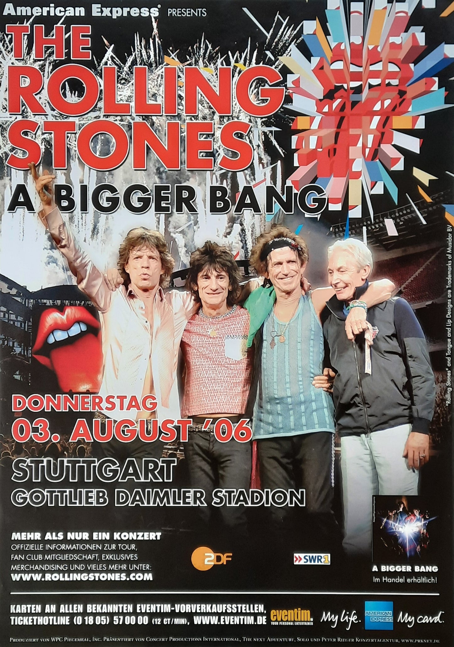 ROLLING STONES 2006 Concert Poster Aug 3rd Stuttgart Germany 1st print