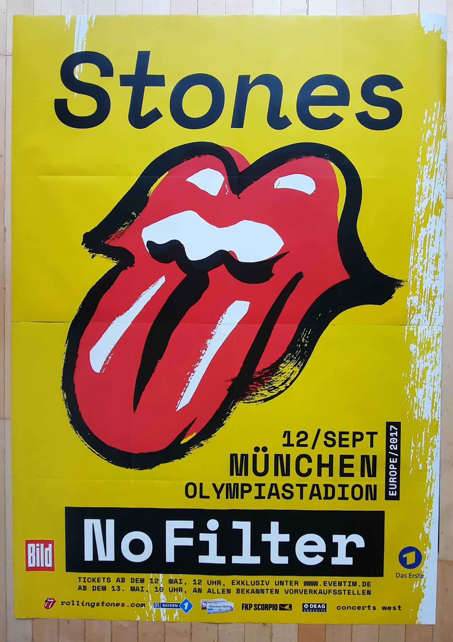 ROLLING STONES 2017 Concert Poster Munich Germany DOUBLE SUBWAY 46 x 66 !!!