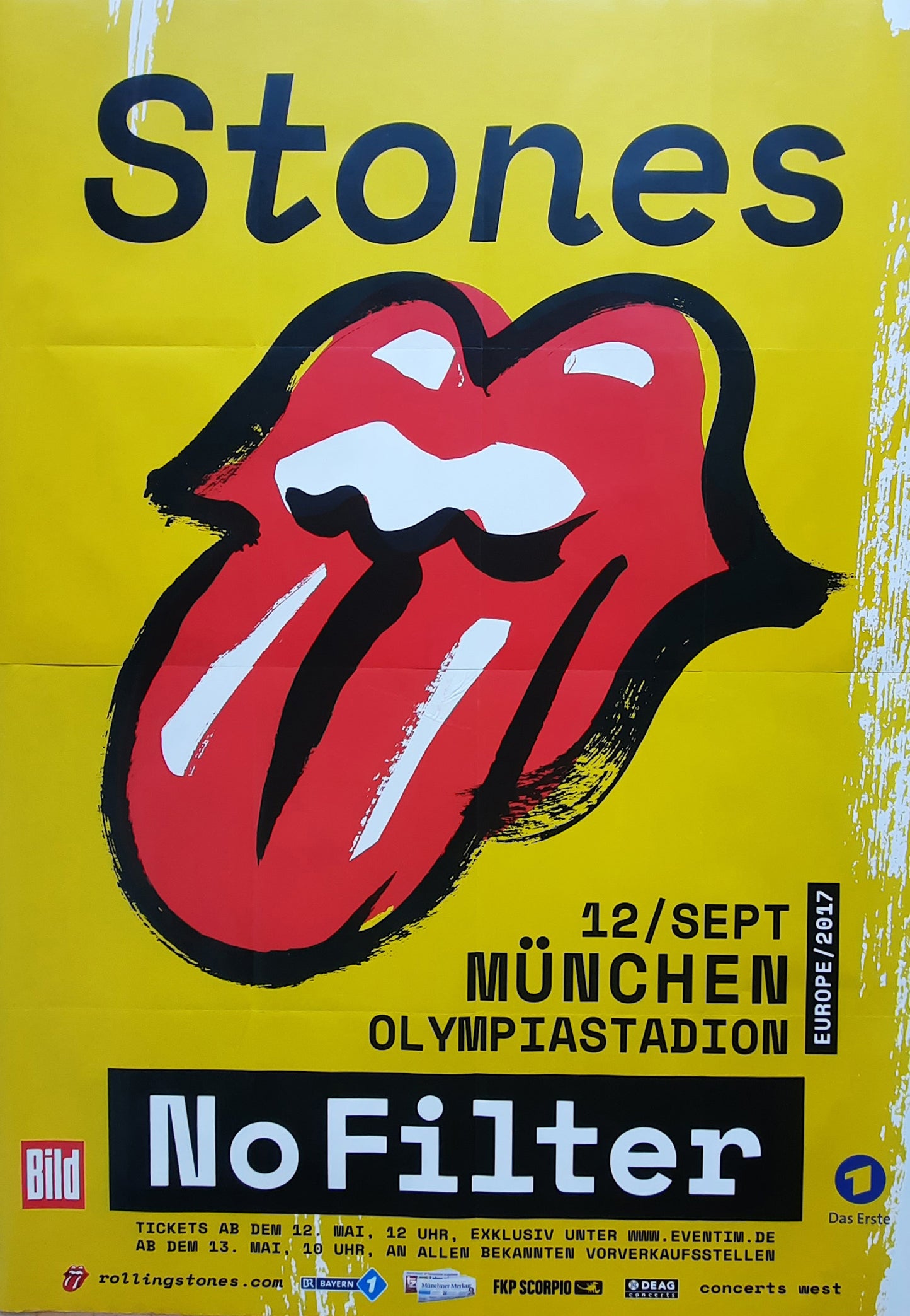 ROLLING STONES 2017 Concert Poster Munich Germany DOUBLE SUBWAY 46 x 66 !!!