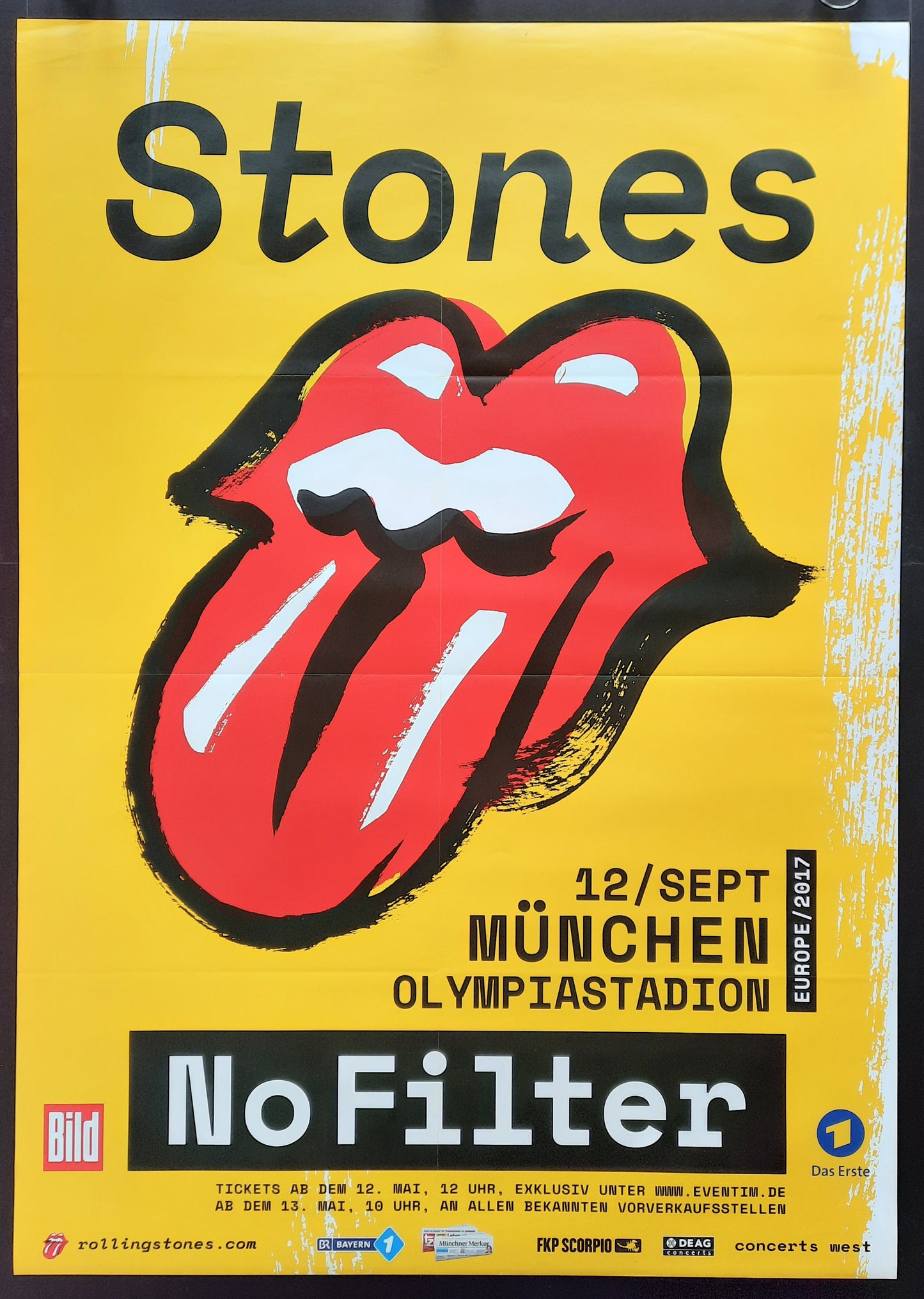 ROLLING STONES 2017 Concert Poster Sep 12th Munich, Germany 33 x 46 SUBWAY!!