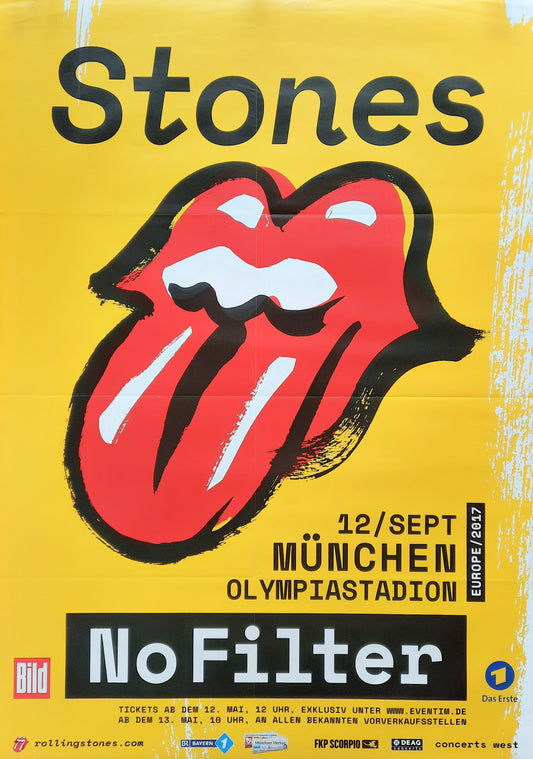 ROLLING STONES 2017 Concert Poster Sep 12th Munich, Germany 33 x 46 SUBWAY!!