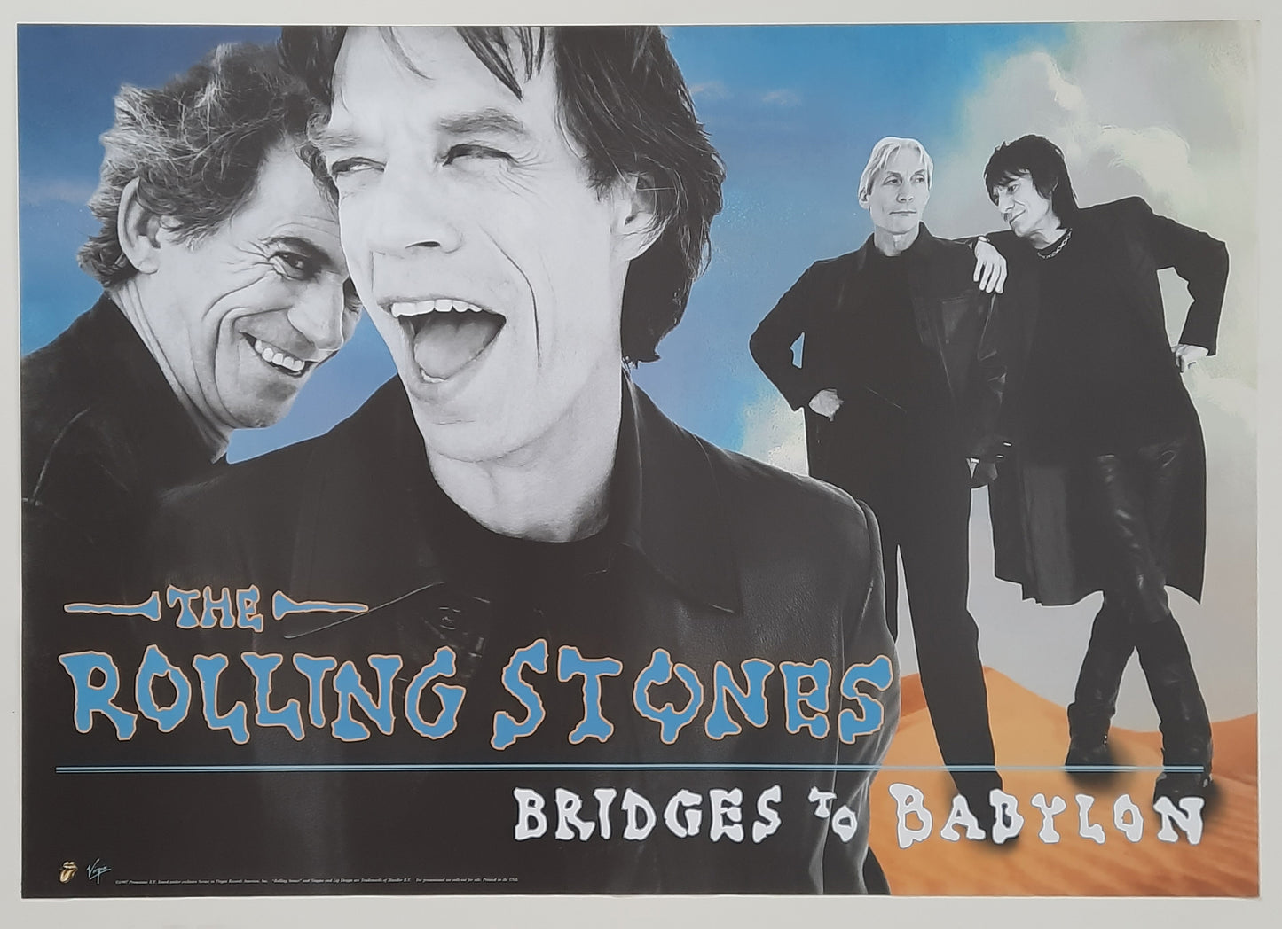 ROLLING STONES 1997 Promotion Poster "Bridges To Babylon" 1st print 33 x 23