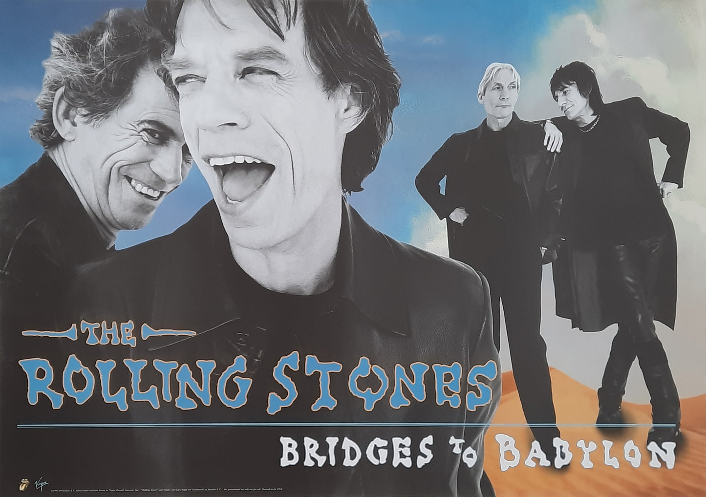 ROLLING STONES 1997 Promotion Poster "Bridges To Babylon" 1st print 33 x 23