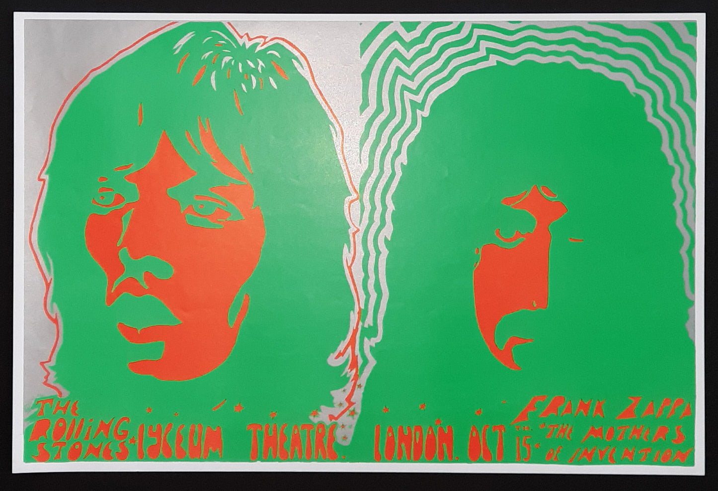 ROLLING STONES FRANK ZAPPA 1969/1974 Lyceum London Blacklight GIG-Poster by L.W.