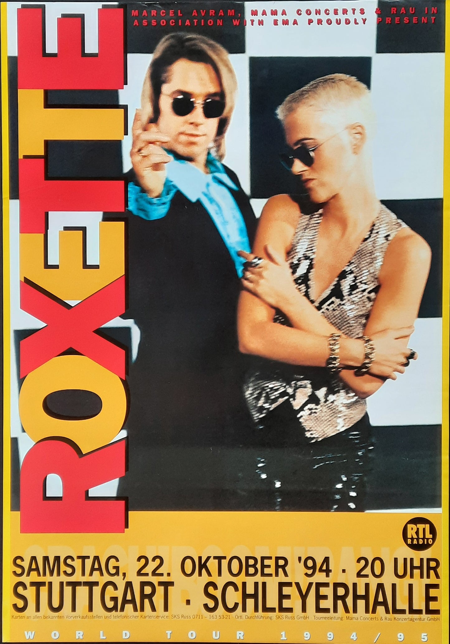 ROXETTE 1994 Concert Poster Oct 22nd Stuttgart Germany 1st print