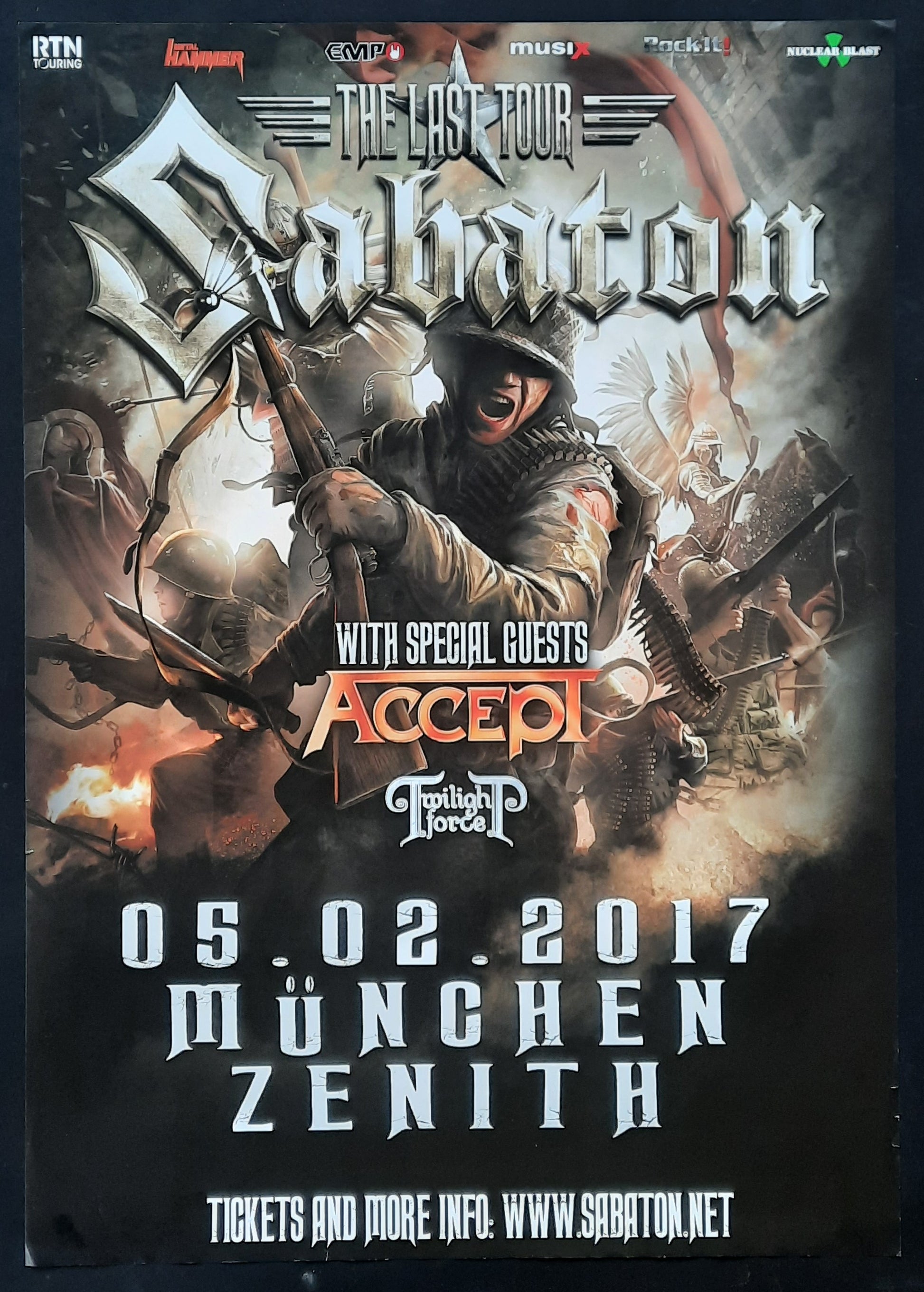 SABATON Original Concert Poster February 5, 2017 Munich Germany