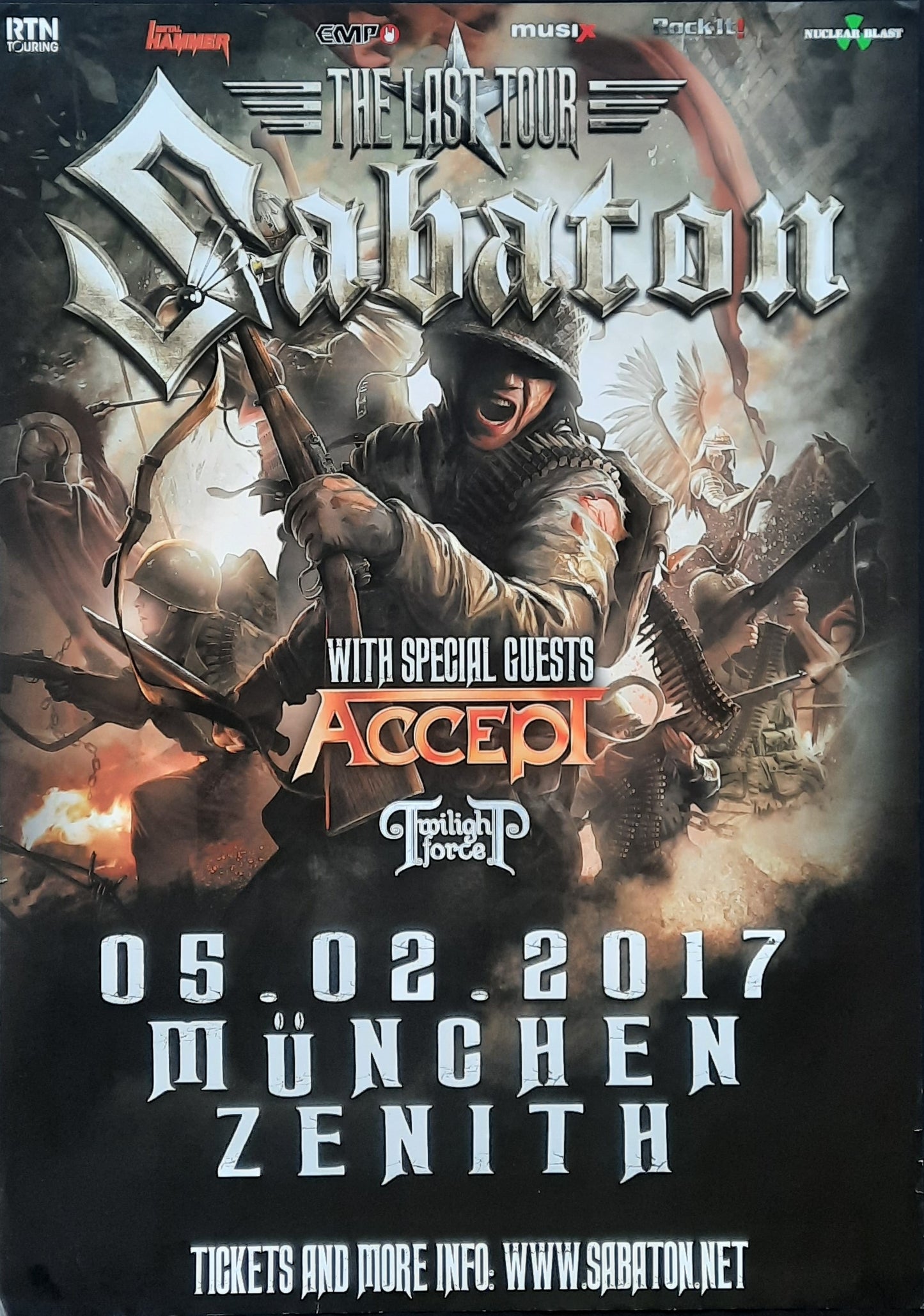 SABATON Original Concert Poster February 5, 2017 Munich Germany