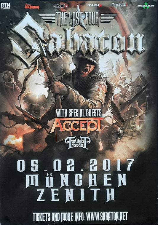 SABATON Original Concert Poster February 5, 2017 Munich Germany
