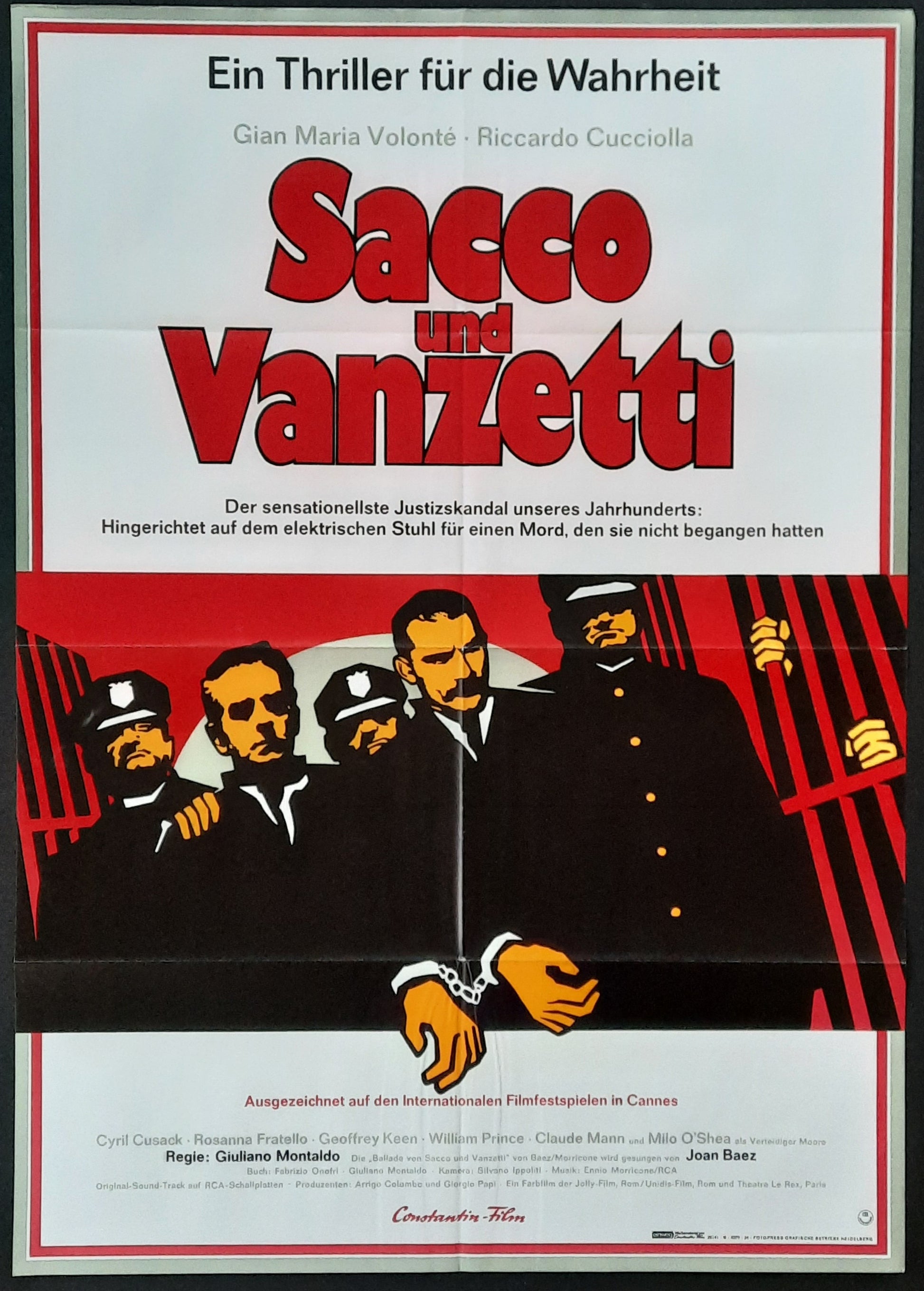 SACCO & VANZETTI Original Movie Poster 1971 Giuliano Montaldo German 1-Sheet A