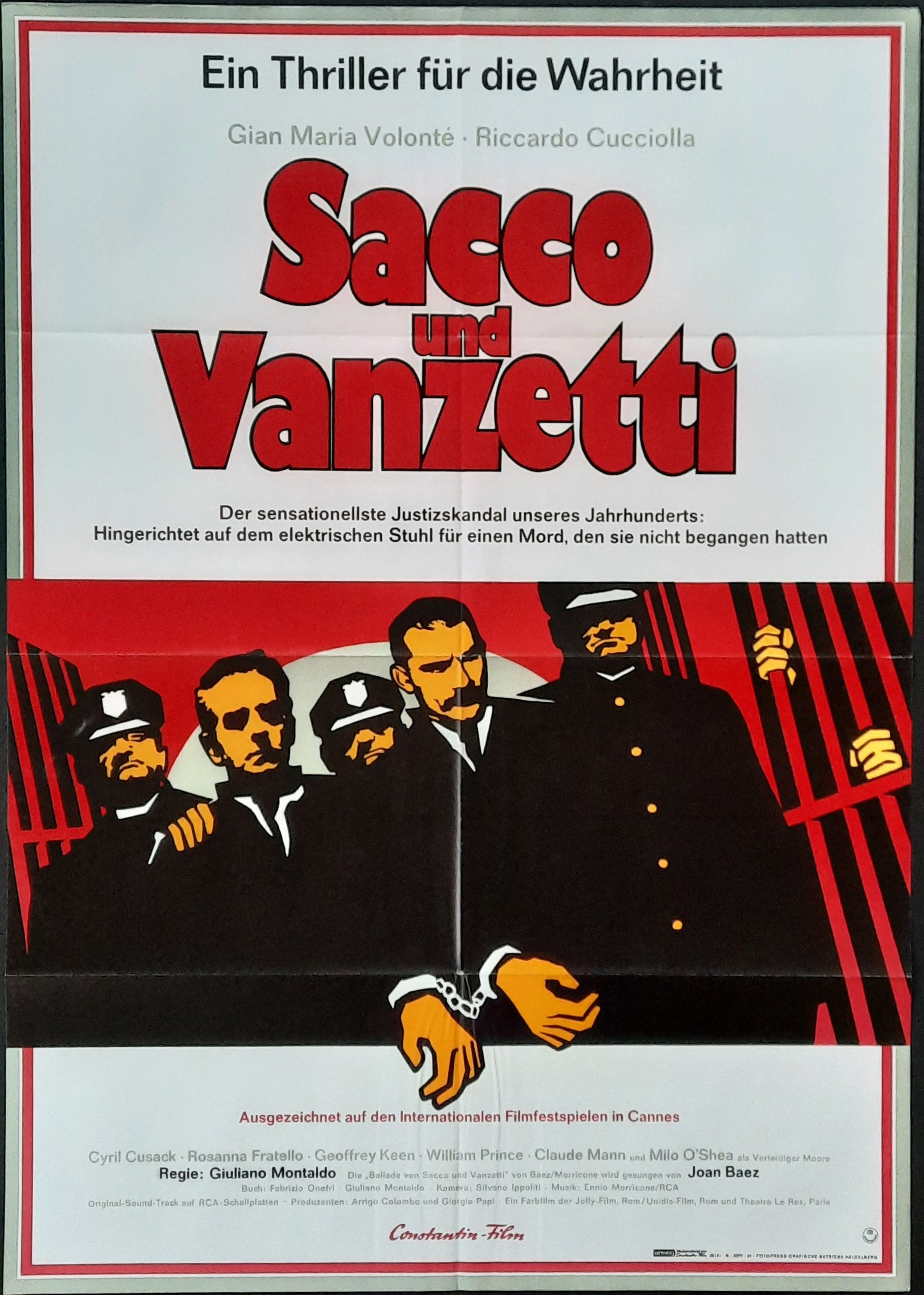 SACCO & VANZETTI Original Movie Poster 1971 Giuliano Montaldo German 1-Sheet A