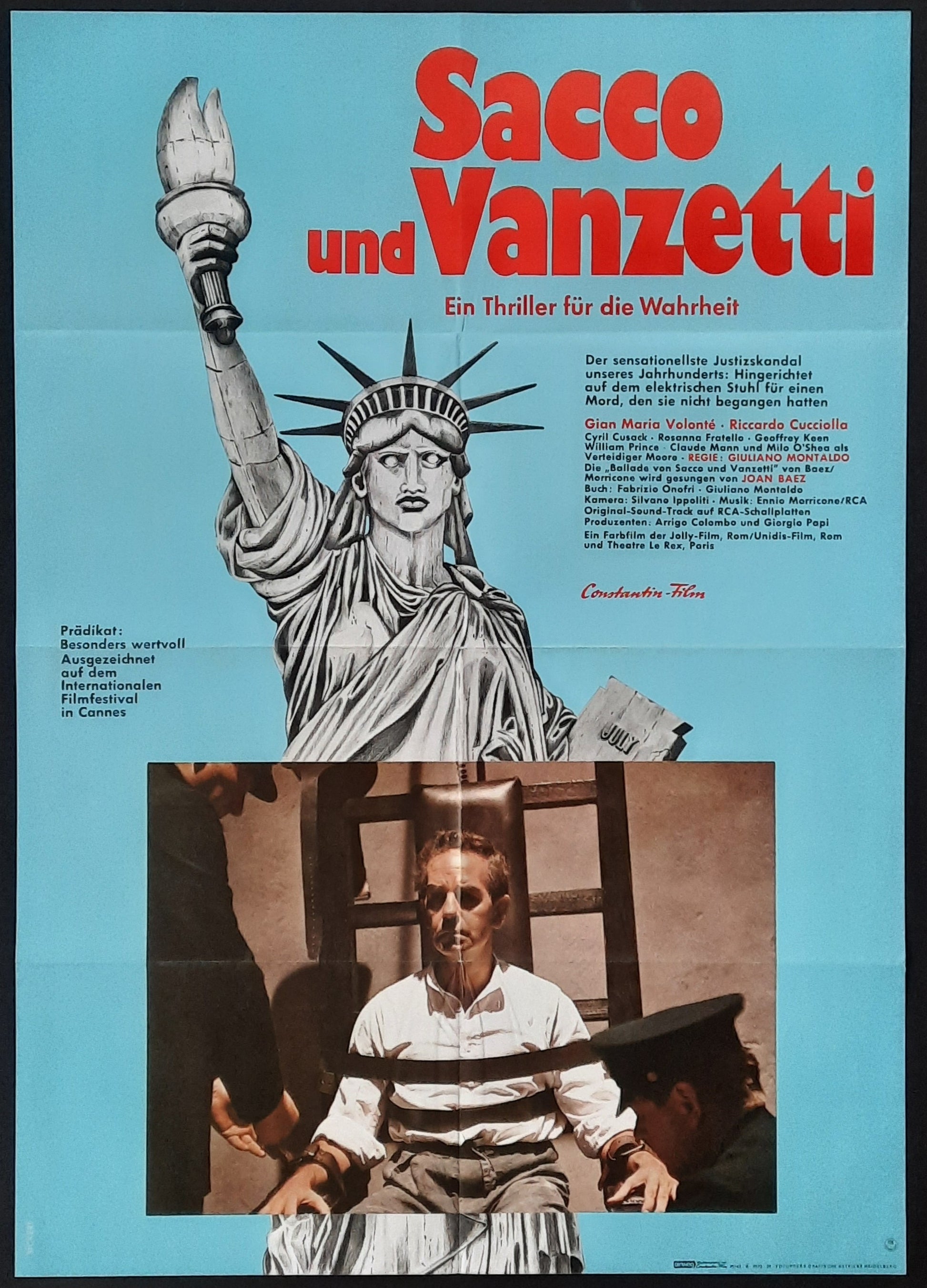 SACCO & VANZETTI Original Movie Poster 1971 Giuliano Montaldo German 1-Sheet B