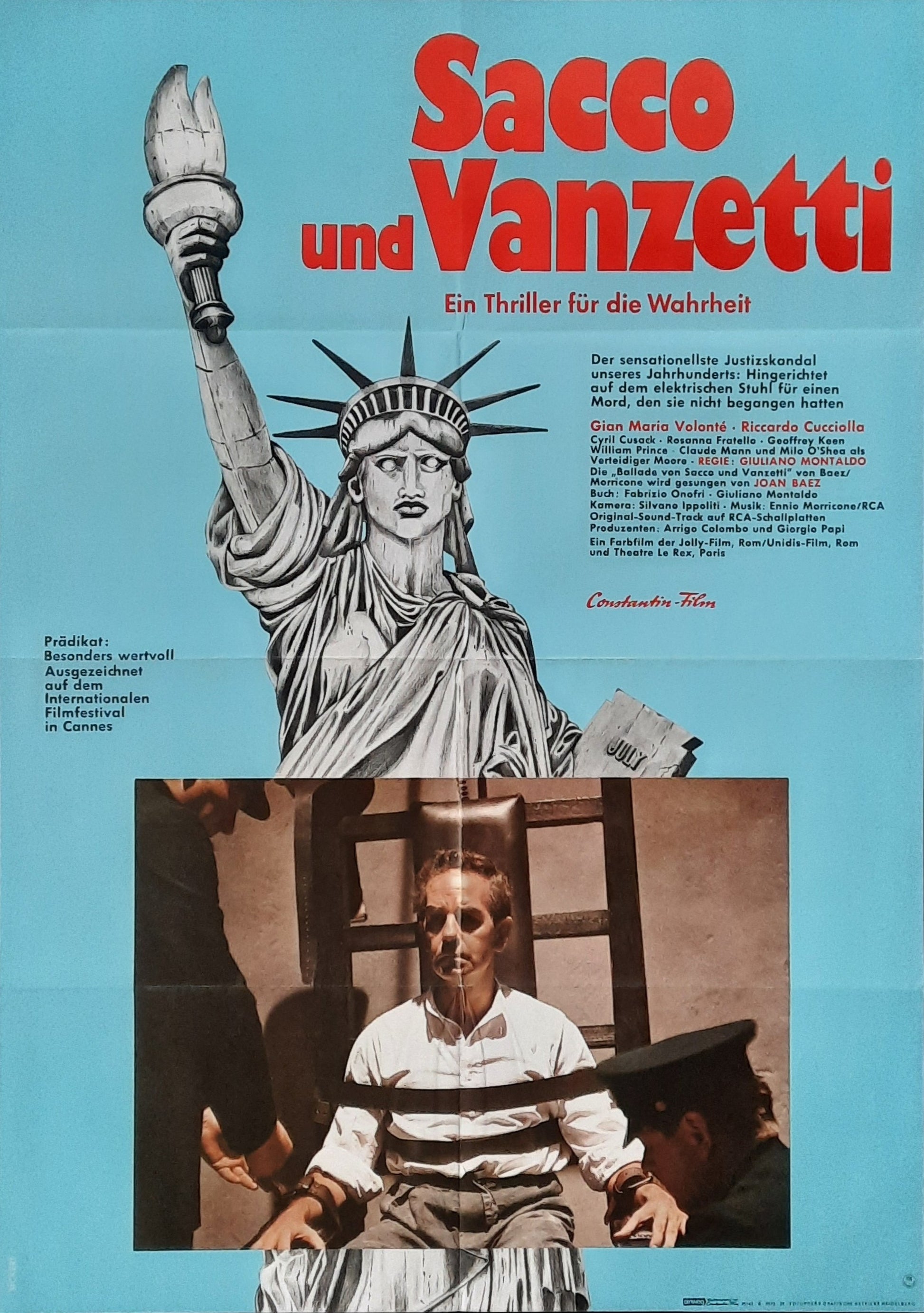 SACCO & VANZETTI Original Movie Poster 1971 Giuliano Montaldo German 1-Sheet B