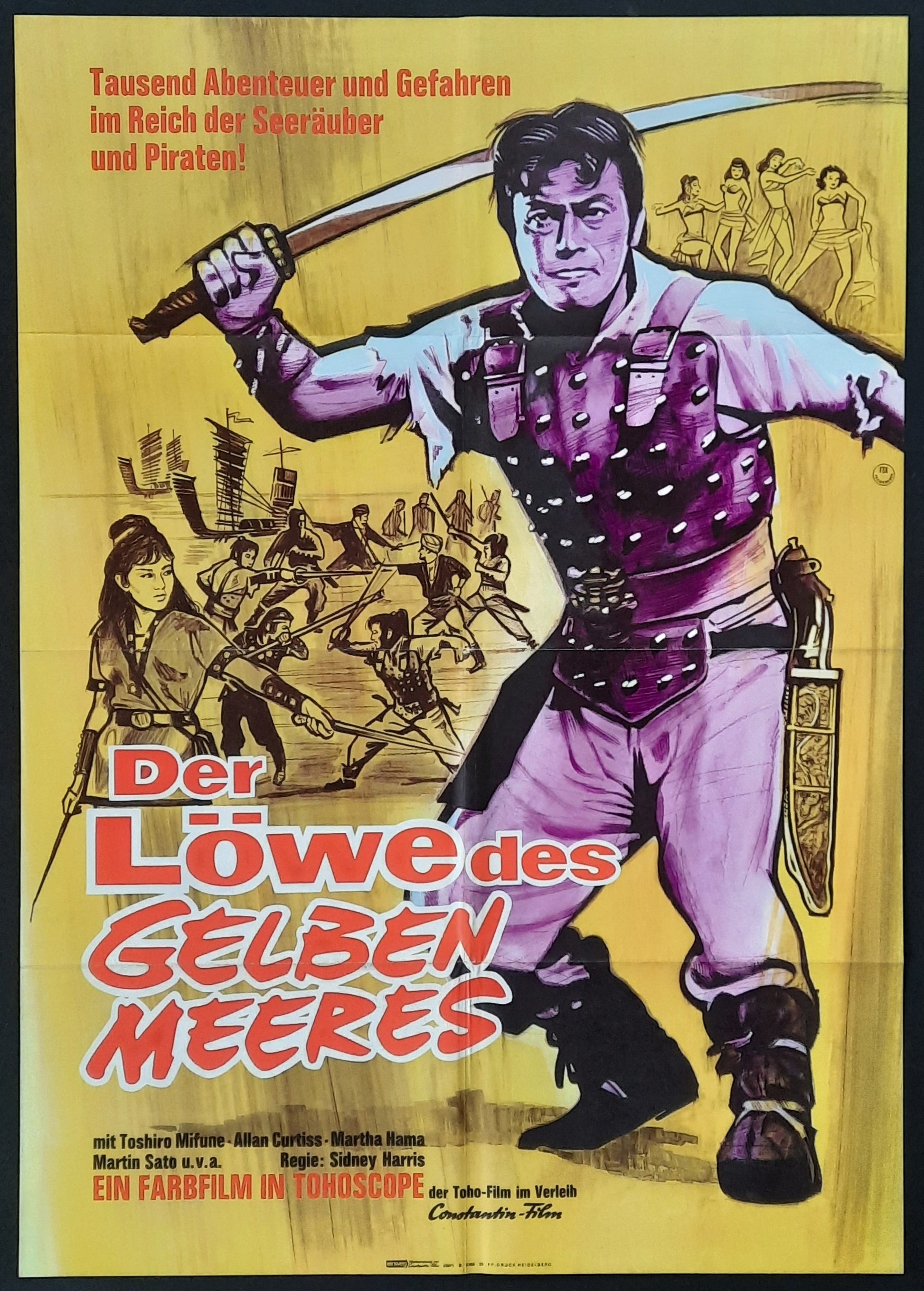 SAMURAI PIRATE Oroginal Movie Poster 1963 Sidney Harris German 1-Sheet