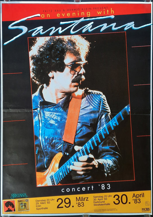 SANTANA Original Concert Poster March 29, 1983 Dortmund Germany SUBWAY POSTER 1