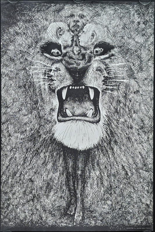 SANTANA Lee Conklin Original Advertising Poster "Lion" used for 1st Santana 1970 LP / CBS Special Products SIGNED BY CONKLIN!