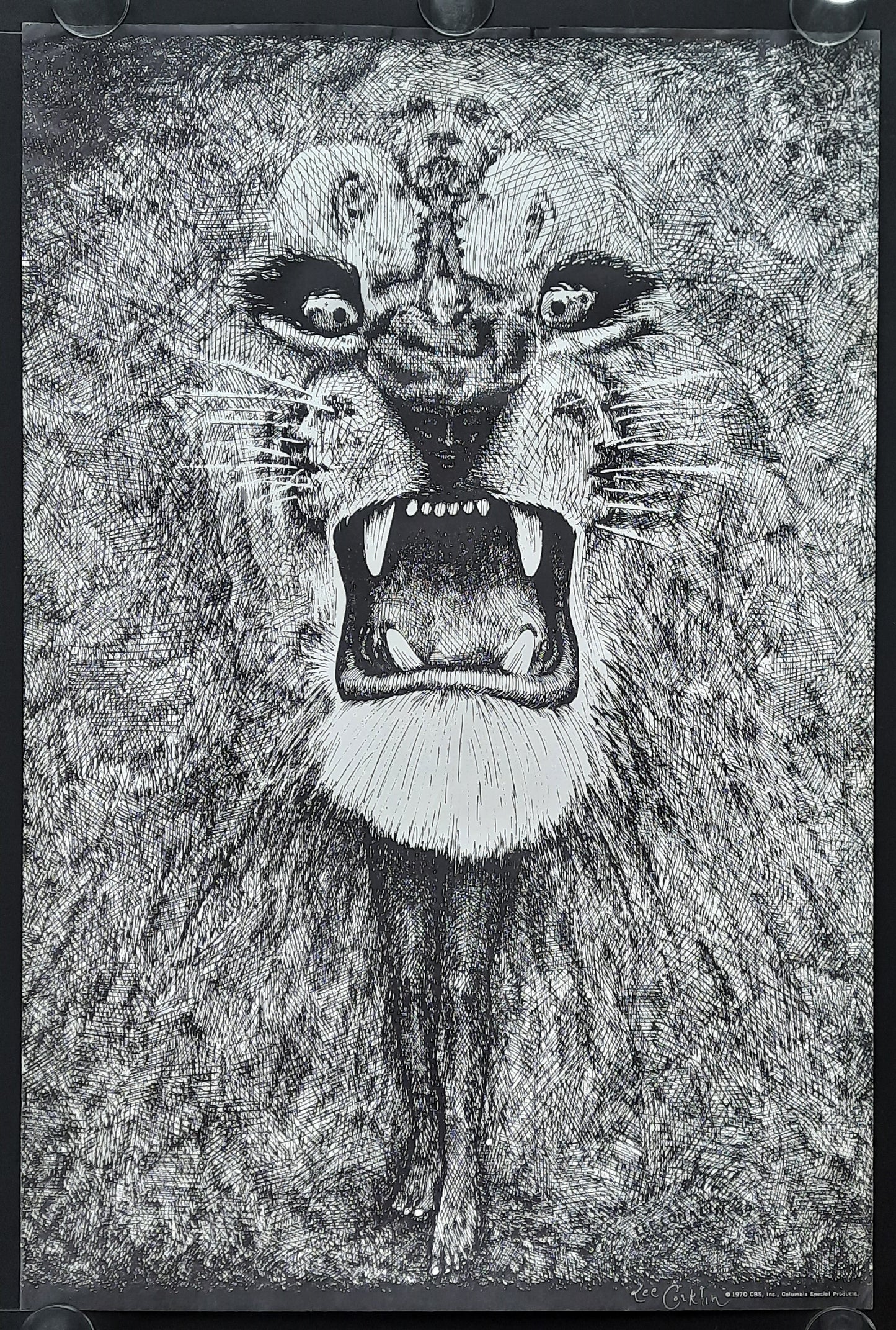 SANTANA Lee Conklin Original Advertising Poster "Lion" used for 1st Santana 1970 LP / CBS Special Products SIGNED BY CONKLIN! 2