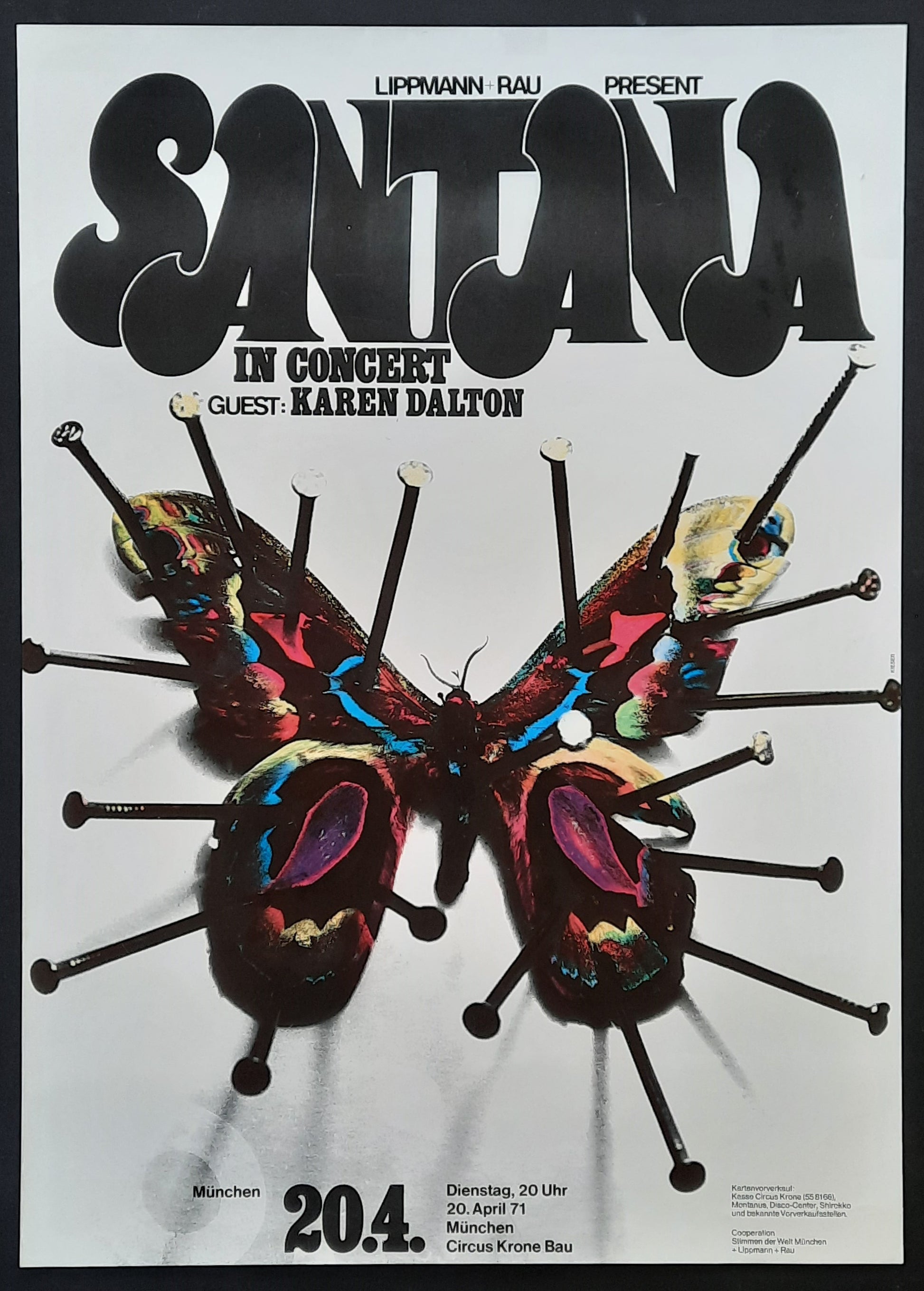 SANTANA Original Concert Poster April 20, 1971 Munich Germany by Kieser