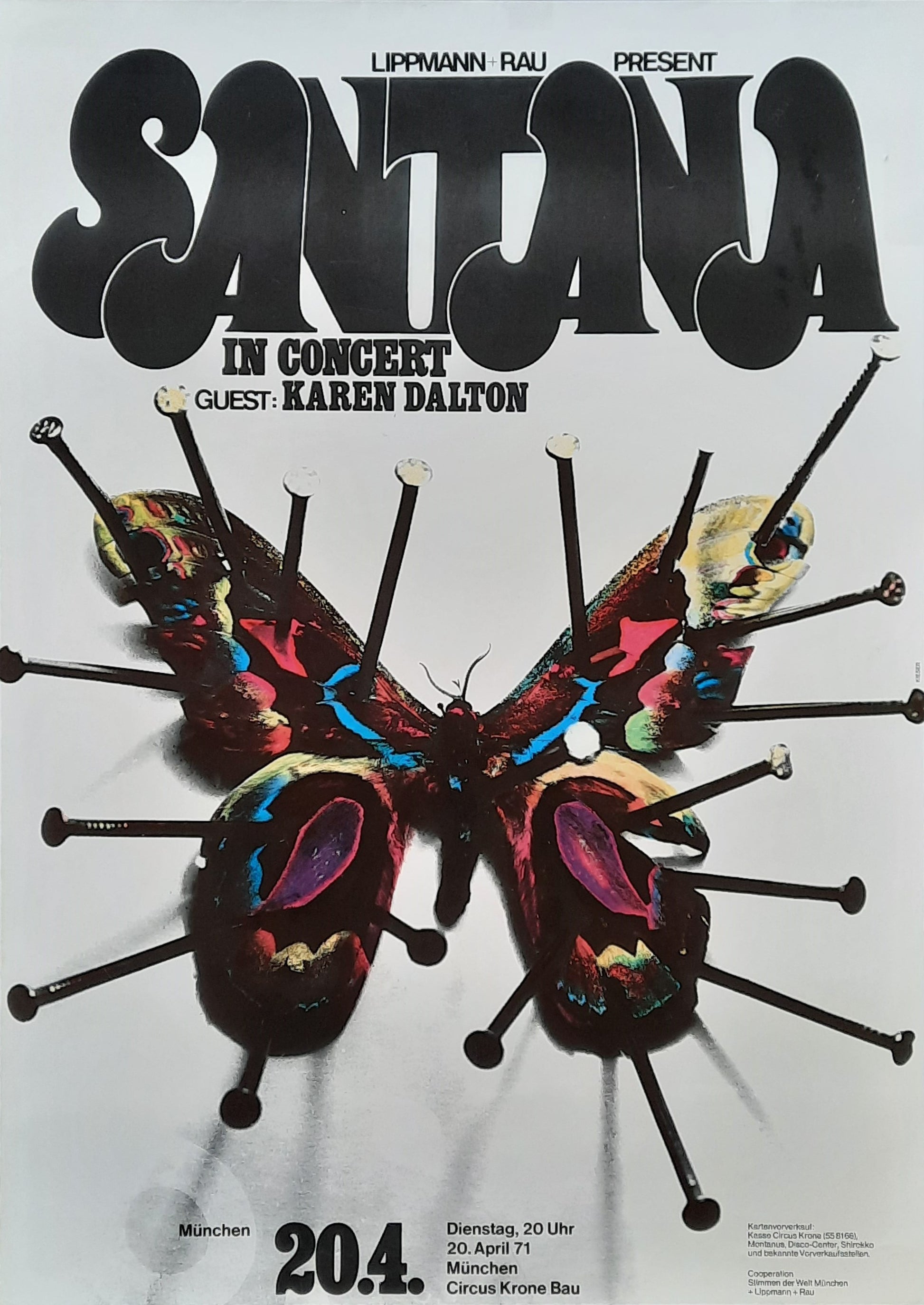 SANTANA Original Concert Poster April 20, 1971 Munich Germany by Kieser 1