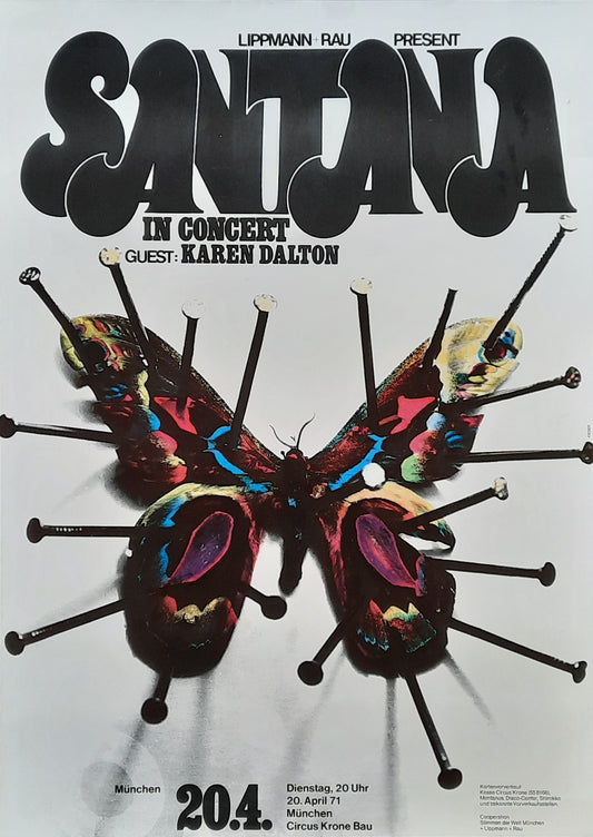 SANTANA Original Concert Poster April 20, 1971 Munich Germany by Kieser 1