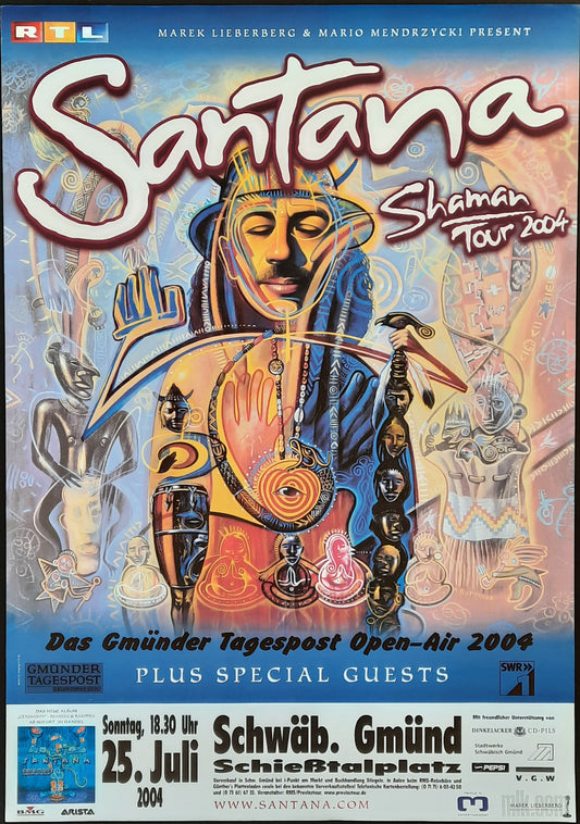 SANTANA Original Concert Poster July 15, 2004 Gmünd Germany