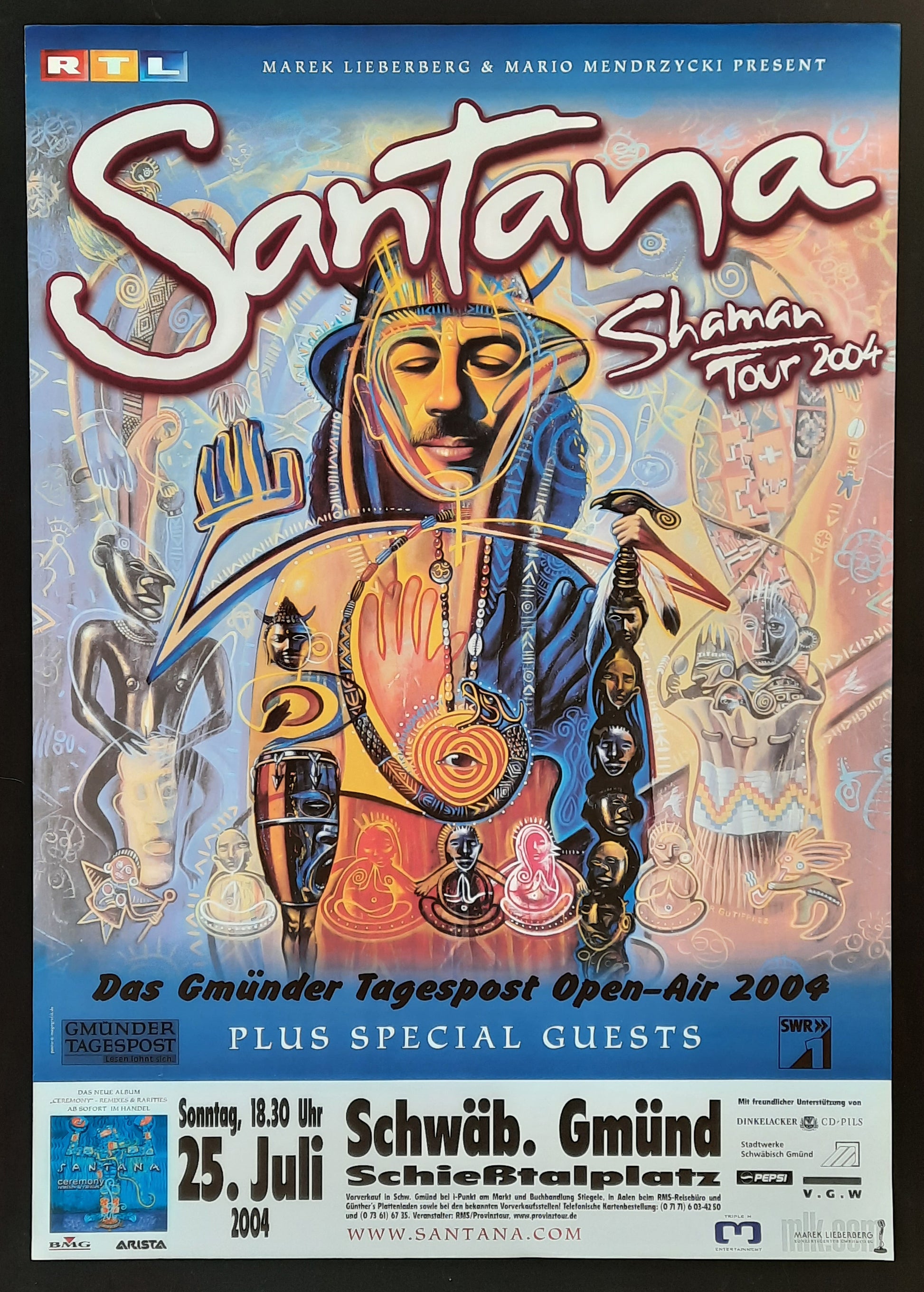 SANTANA Original Concert Poster July 15, 2004 Gmünd Germany 2