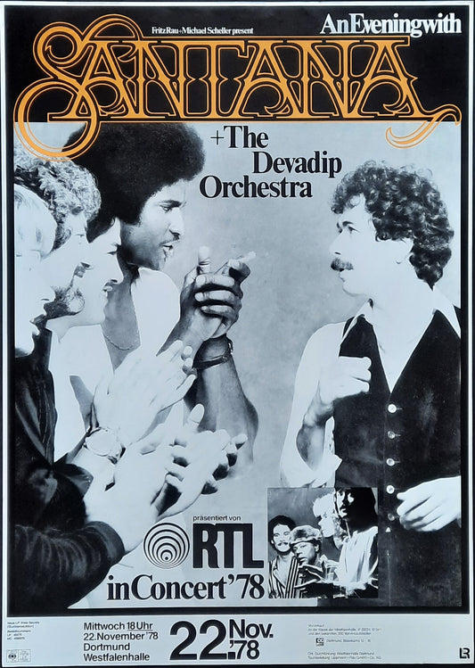 SANTANA Original Concert Poster November 22, 1978 Dortmund Germany ROLLED