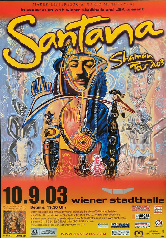 SANTANA Original Concert Poster September 10, 2003 Vienna, Austria