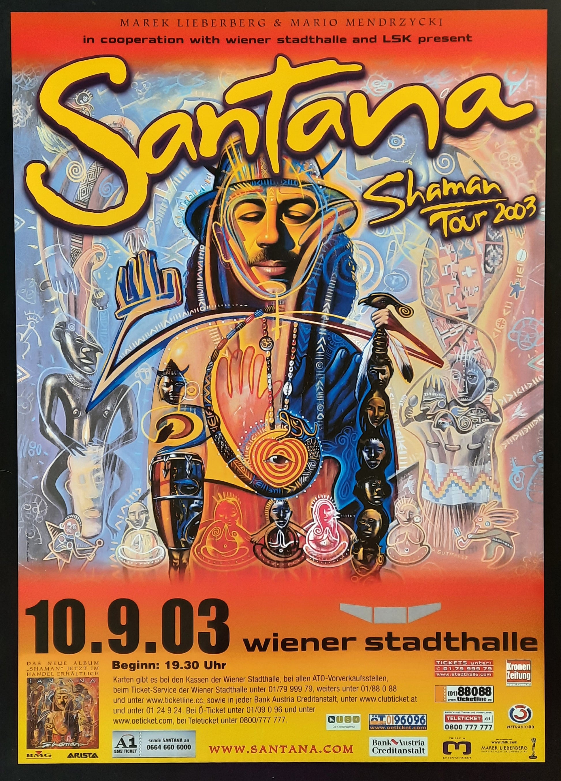 SANTANA Original Concert Poster September 10, 2003 Vienna, Austria 2