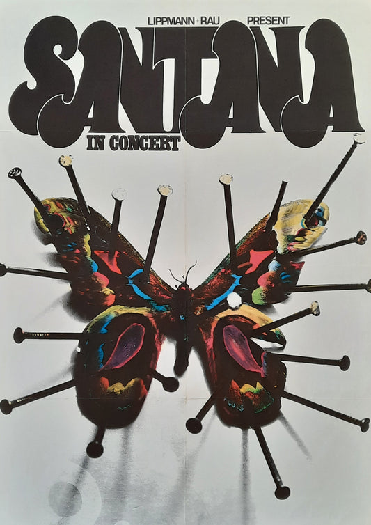 SANTANA Original Concert Poster (blank) 1972 Germany 1st print by KIESER