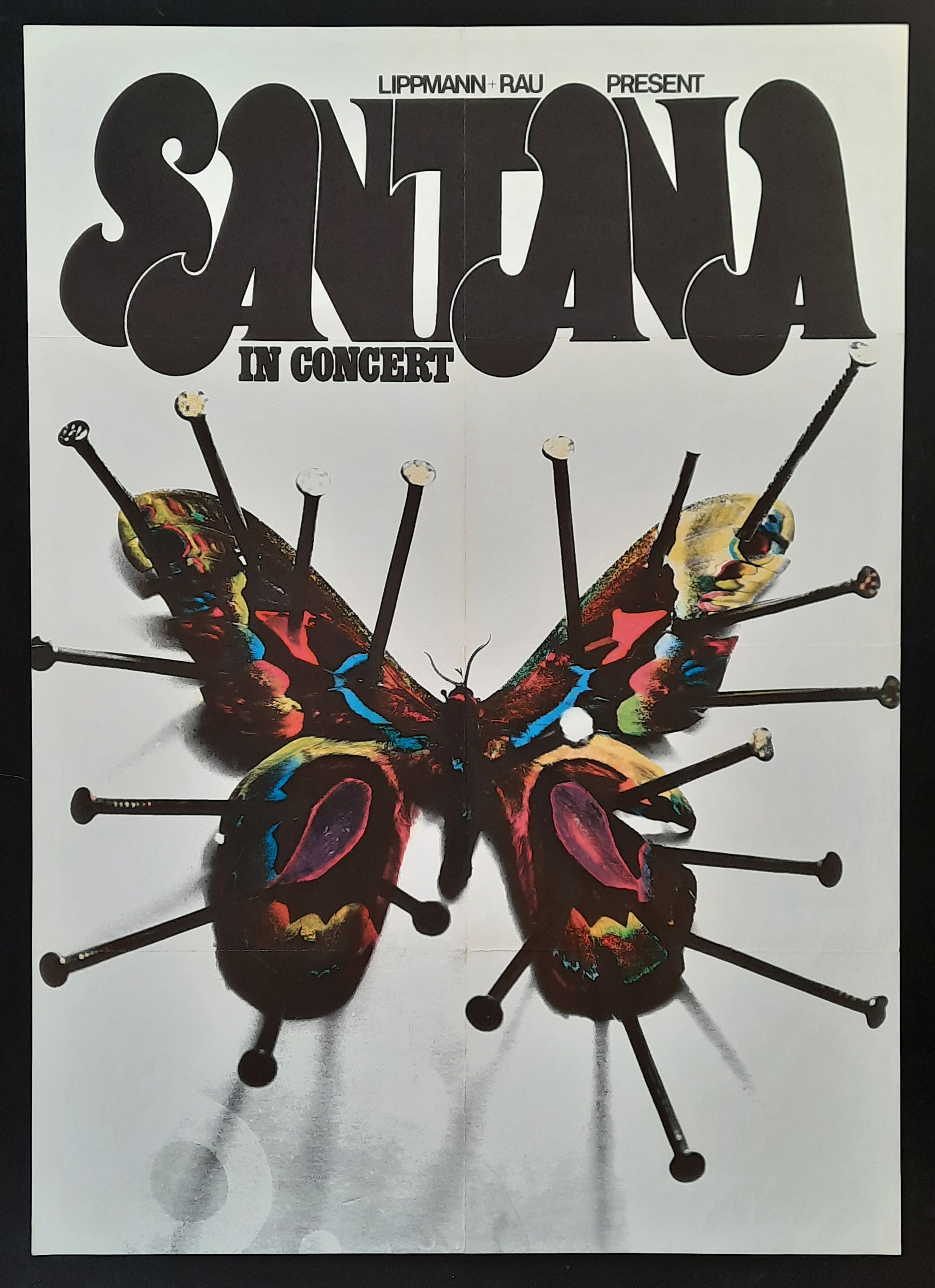 SANTANA Original Concert Poster (blank) 1972 Germany 1st print by KIESER 2