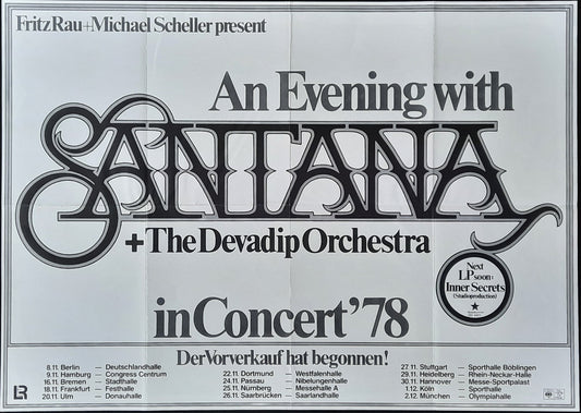 SANTANA Original Concert Tour Poster 1978 Germany 1