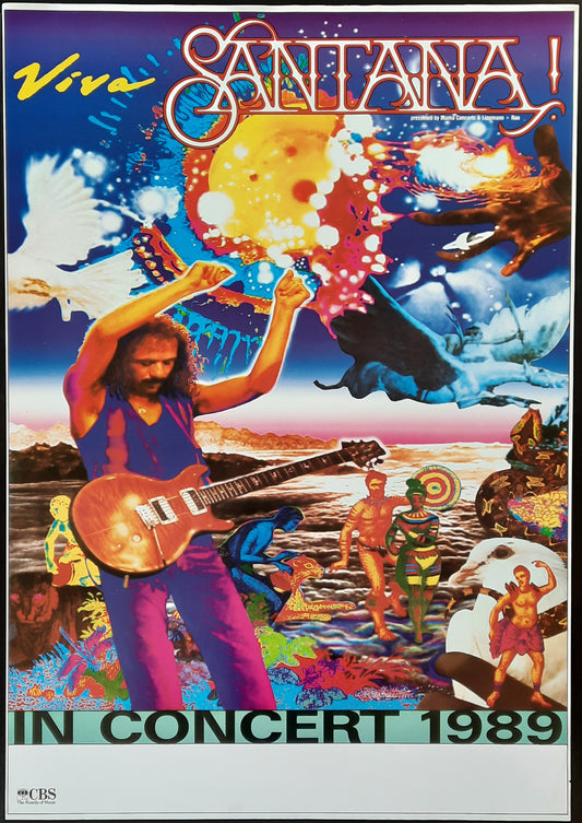SANTANA "Viva Tour" Original Concert Poster (blank) 1989 Germany