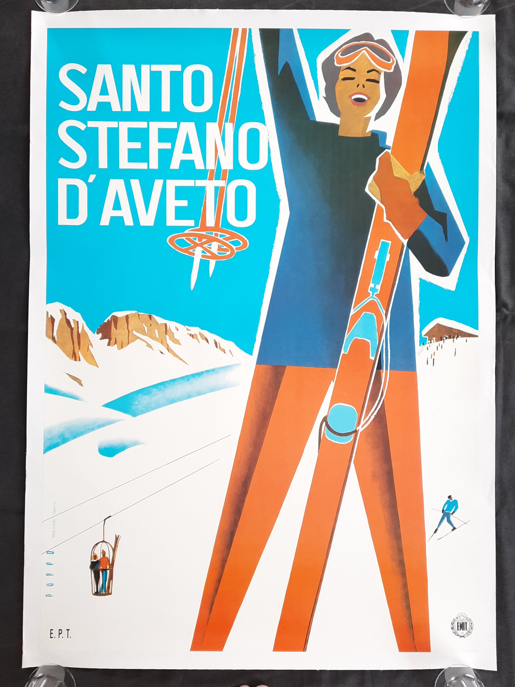 SANTO STEFANO D'AVETO Original Travel Poster 1955 by M. Puppo Ski Travel Italy 2