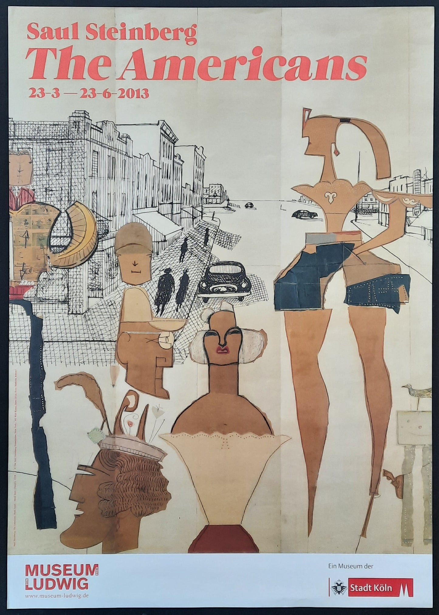 SAUL STEINBERG - THE AMERICANS 2013 Original Exhibition Poster - Museum Ludwig Cologne