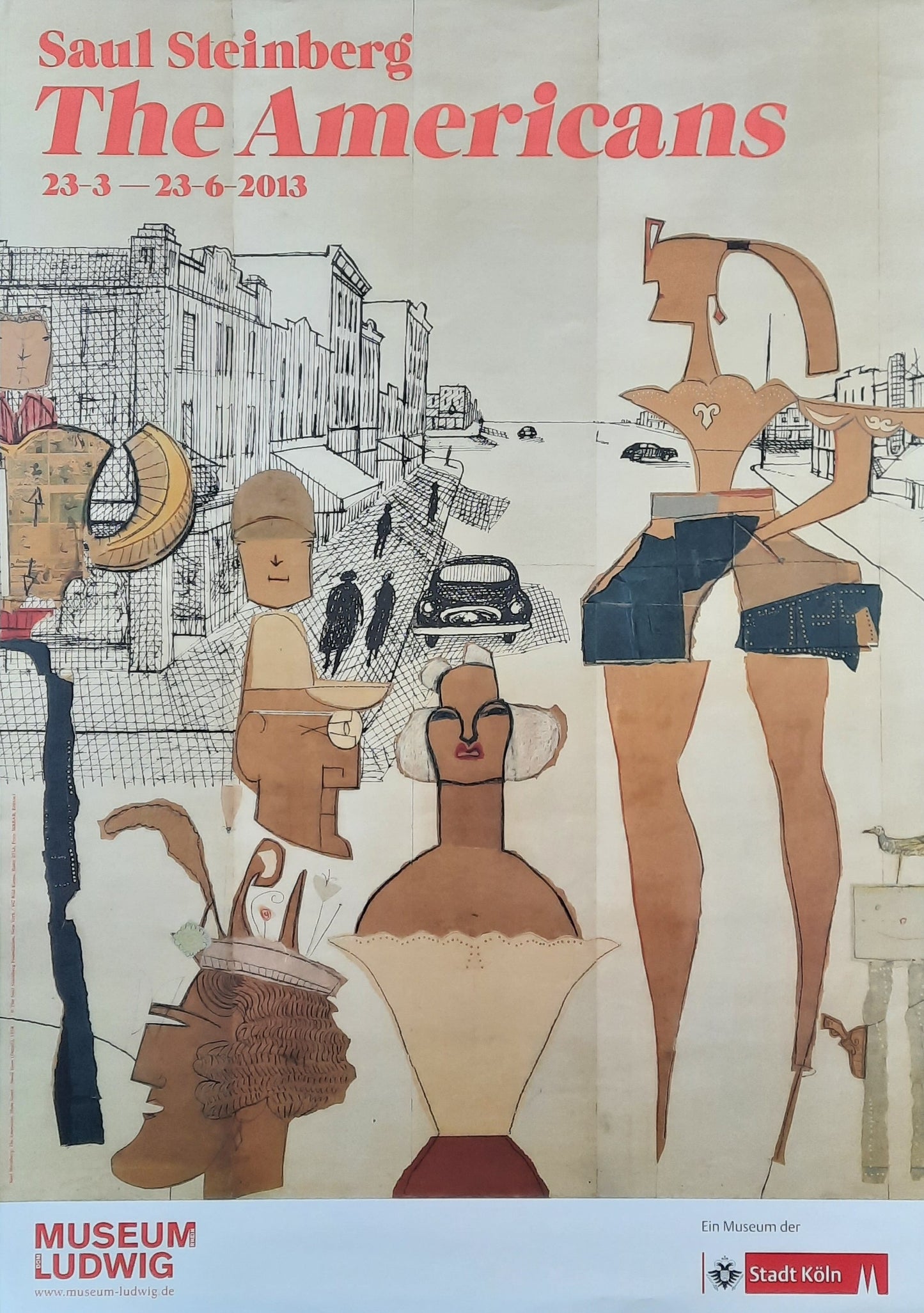 SAUL STEINBERG - THE AMERICANS 2013 Original Exhibition Poster - Museum Ludwig Cologne