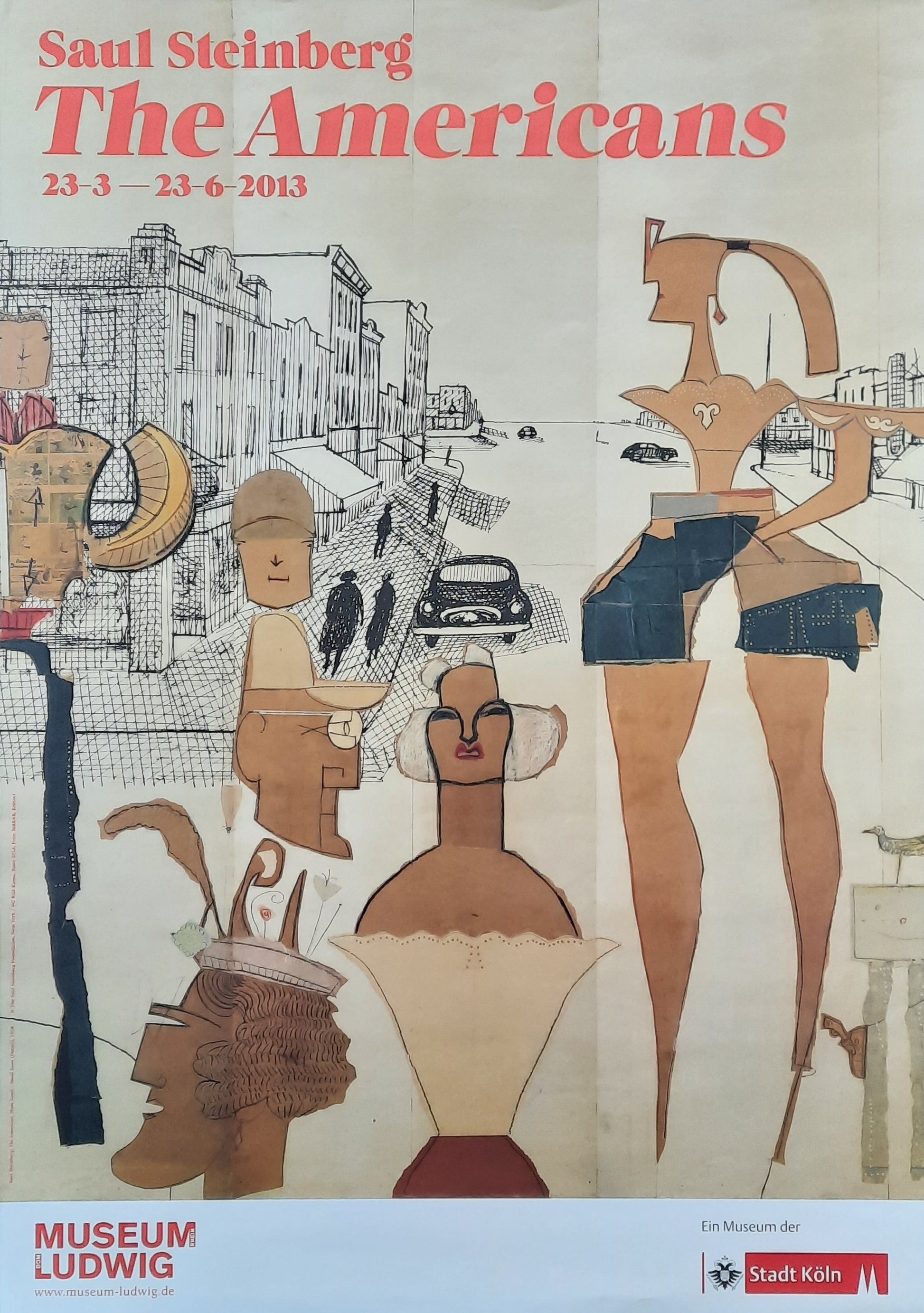 SAUL STEINBERG - THE AMERICANS 2013 Original Exhibition Poster - Museum Ludwig Cologne