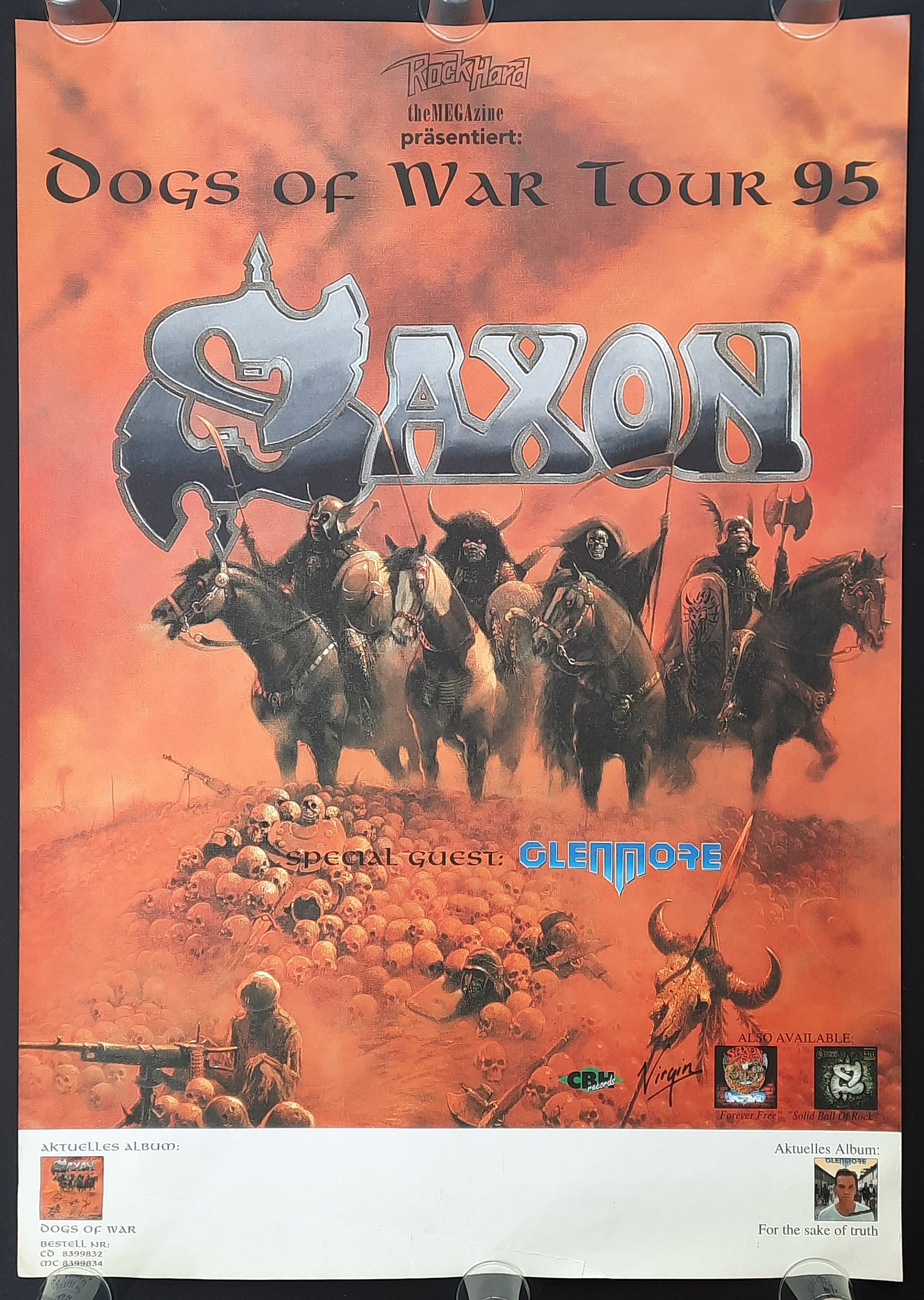 SAXON Original Concert Poster (blank) 1995 "Dogs Of War Tour" 2