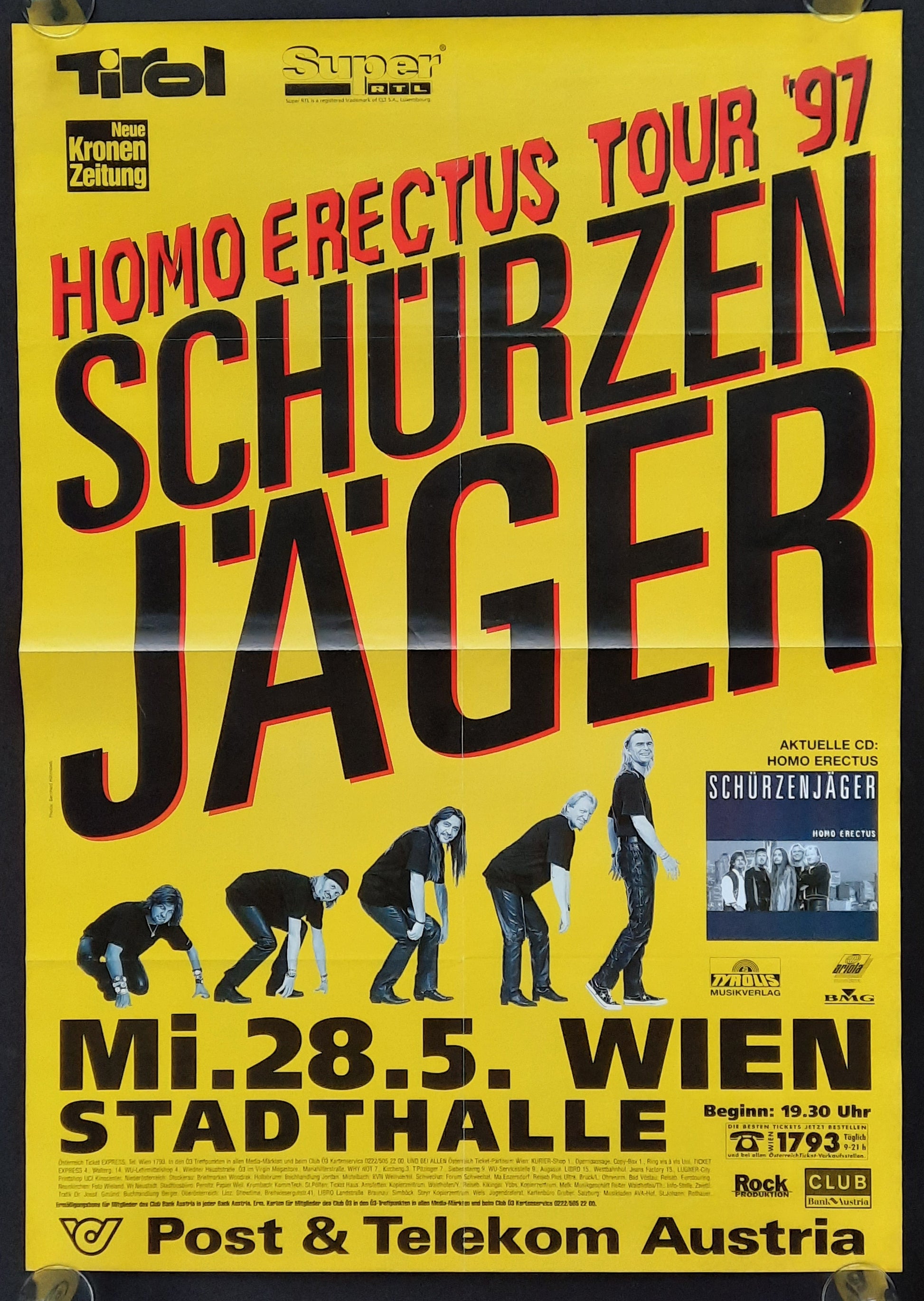 SCHÜRZENJÄGER Original Concert Poster May 28, 1995 Vienna Austria 2